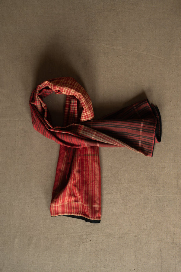 MULTI-COLOURED YARN DYED CHECKS JAMDANI COTTON SILK SCARF