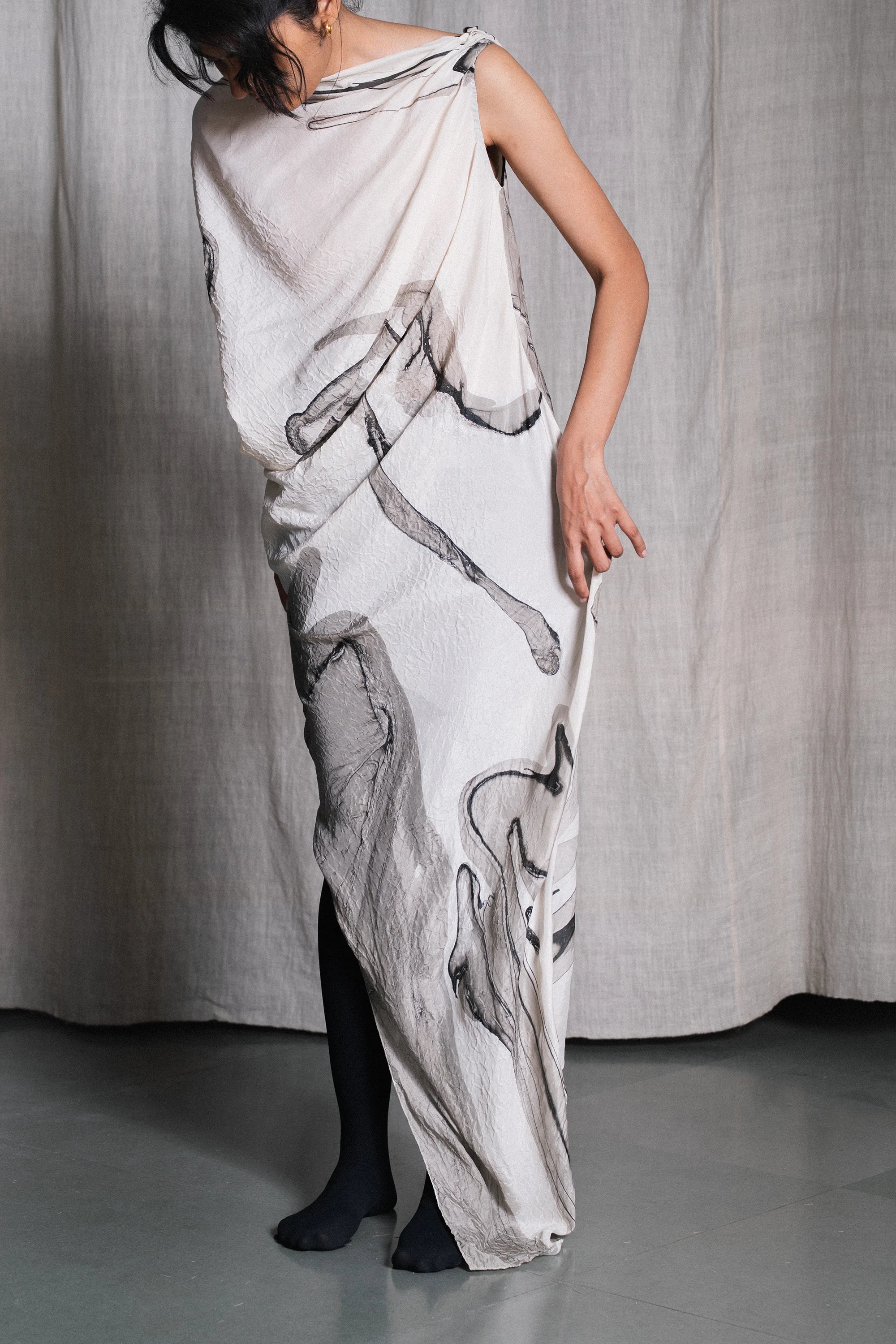 Kaya drape dress in silk
