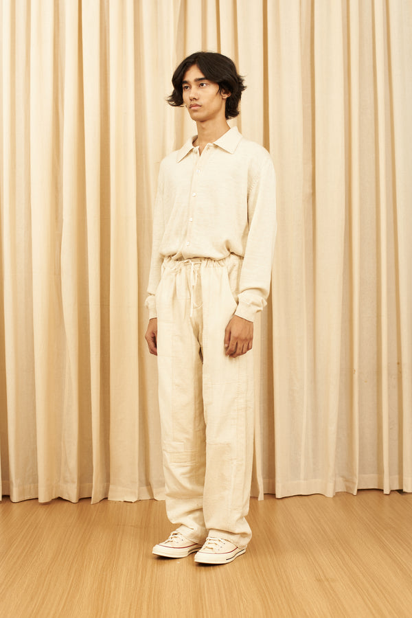 Off- White Textured Statement Boro Straight Fit Pants