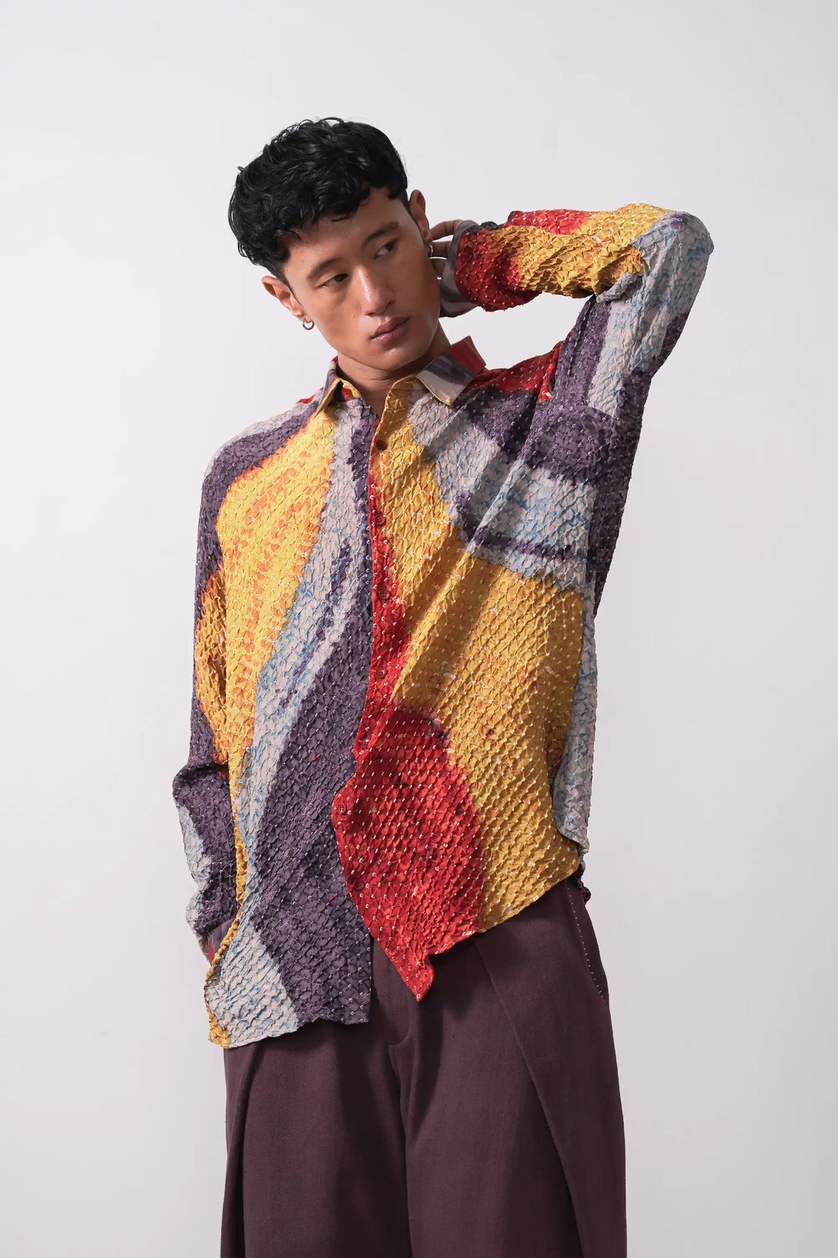 Relaxed Bandhani Shirt in Silk