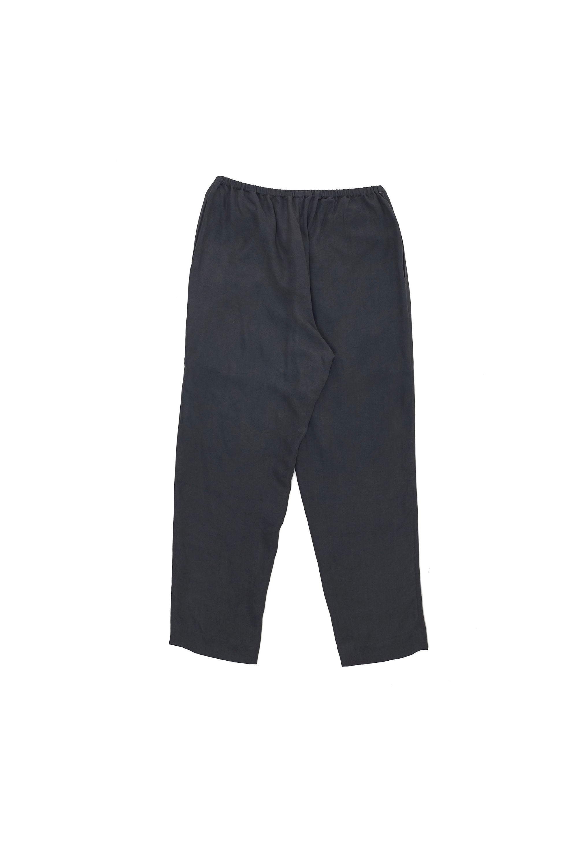 MIDNIGHT INDIGO SOLID TAPERED SILK TROUSERS