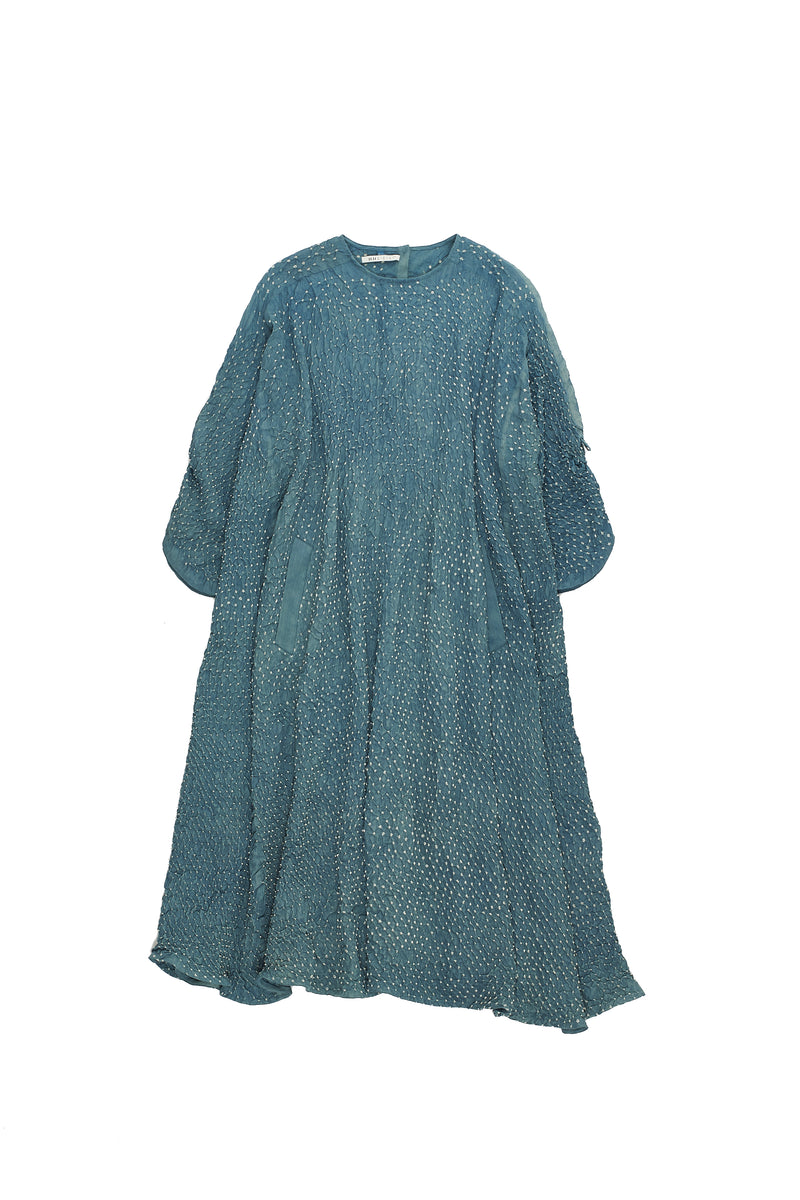 Turquoise  Dress Crafted With All Over Bandhani