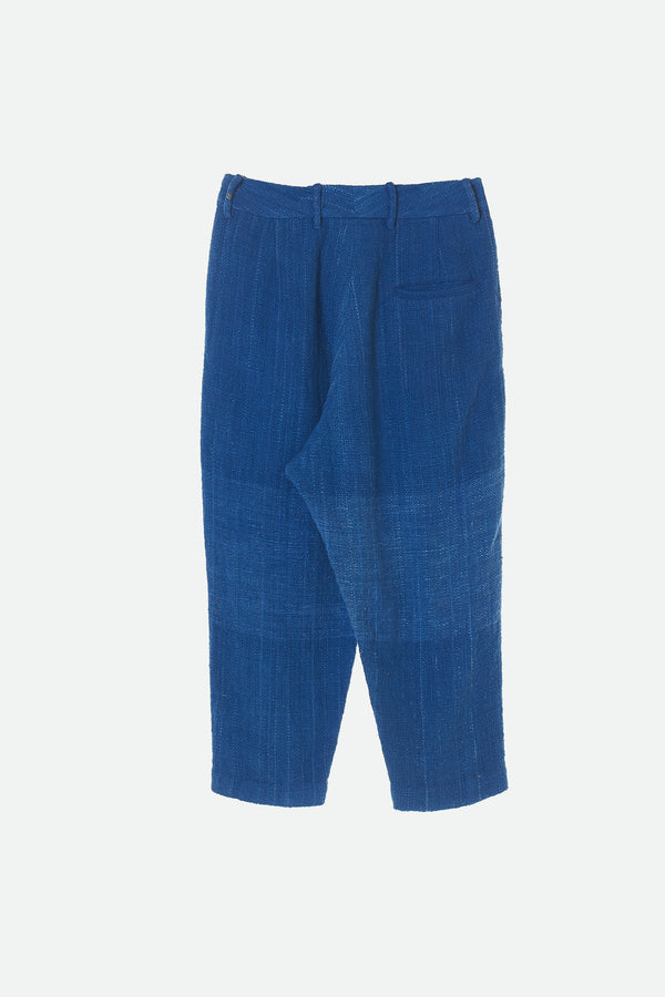 MENS TROUSERS IN HANDSPUN COTTON IN INDIGO