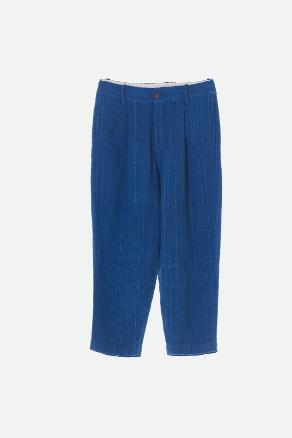 MENS TROUSERS IN HANDSPUN COTTON IN INDIGO