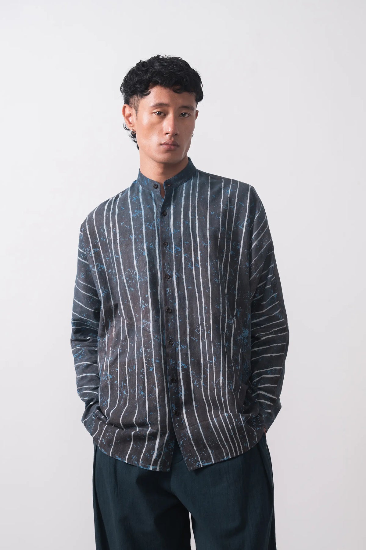 Kimono Sleeve Shirt in Midnight Indigo