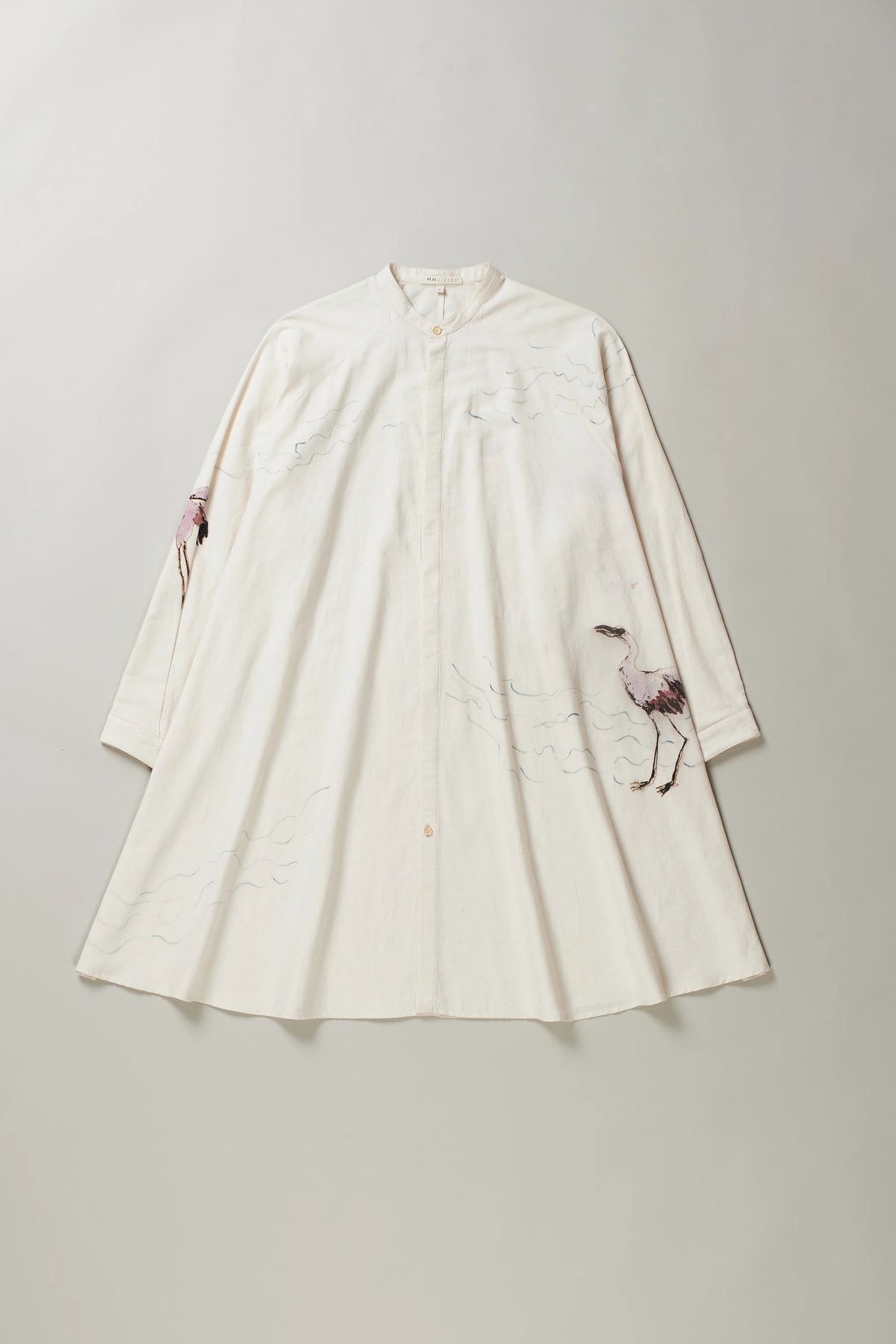 Handpainted Band Collar Shirt in Ecru