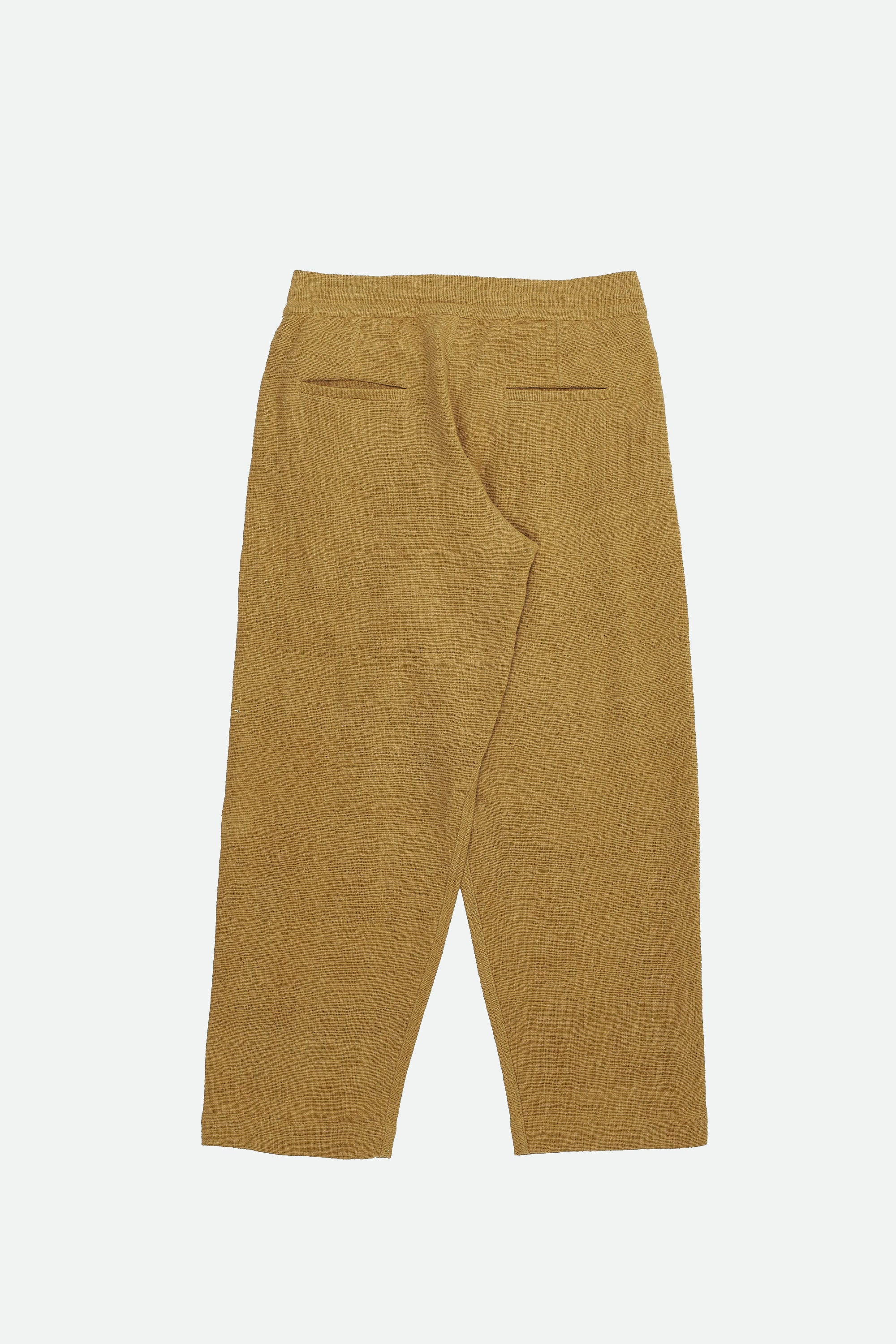 MUSTARD YELLOW TEXTURED PLEATED TROUSERS