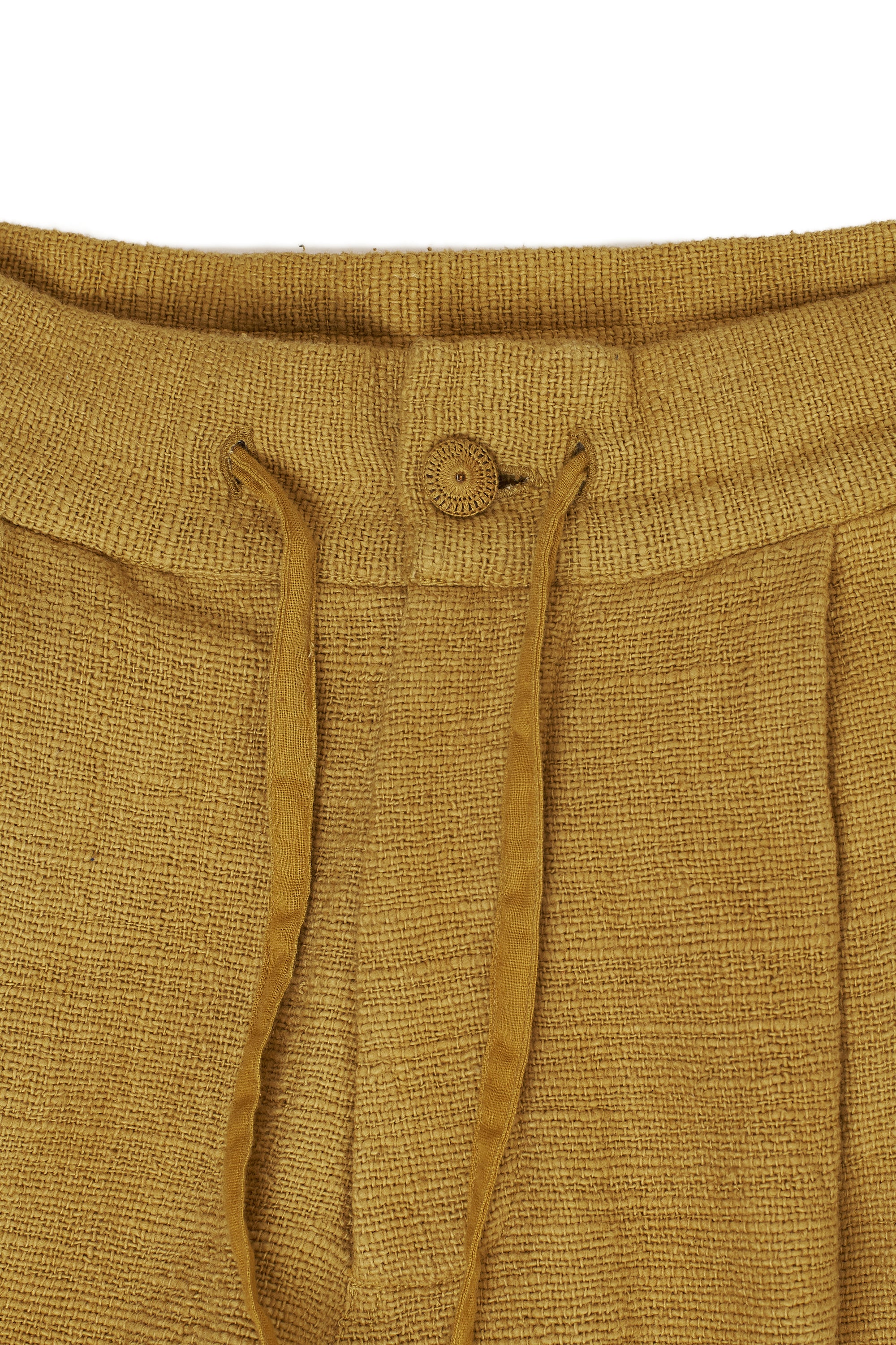 MUSTARD YELLOW TEXTURED PLEATED TROUSERS