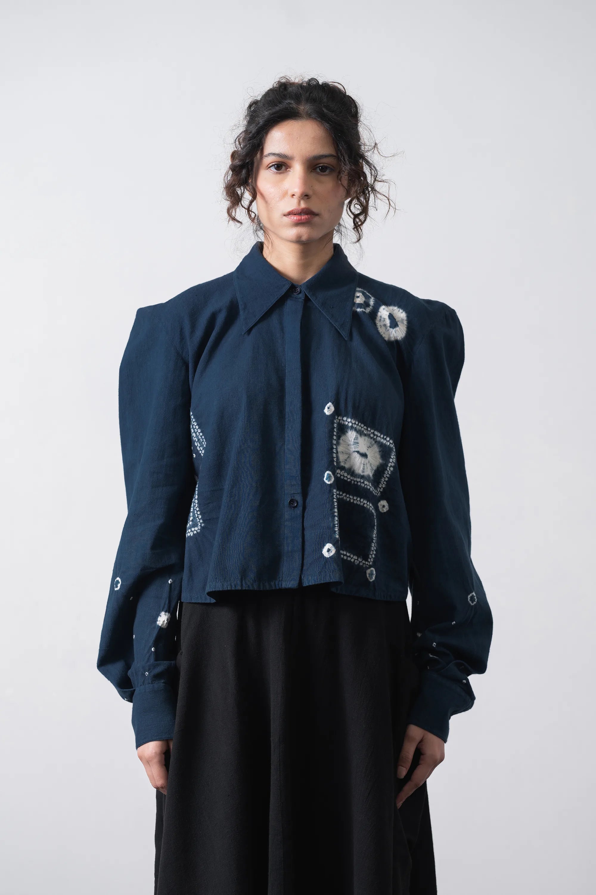 Boxy Shirt with Bandhani And Shibori