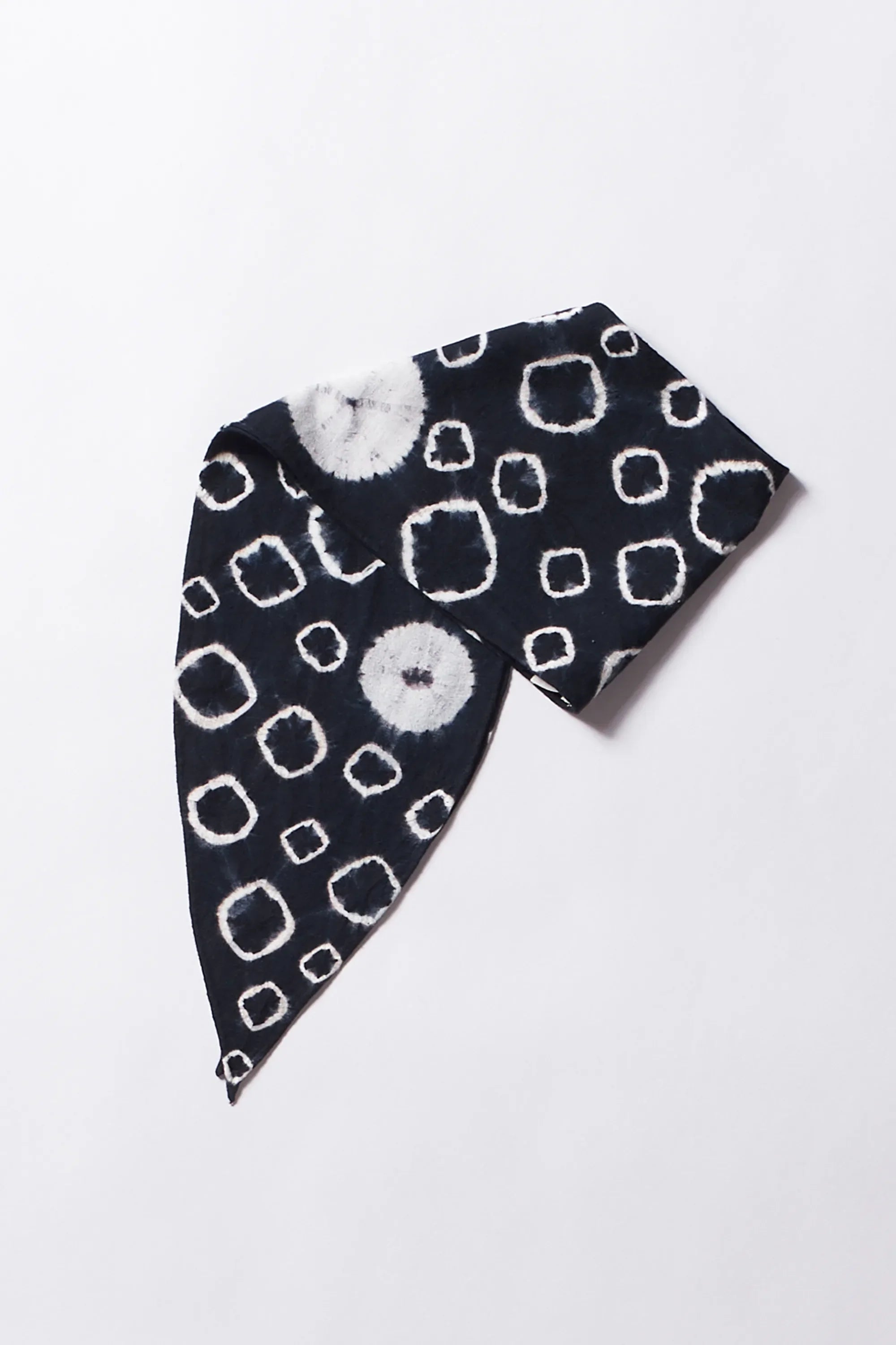 Folded black hand shibori bandana