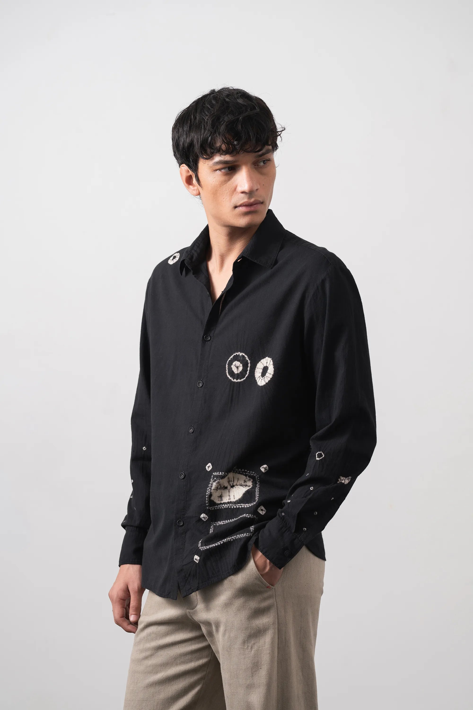Black Shibori Shirt in Mul Cotton