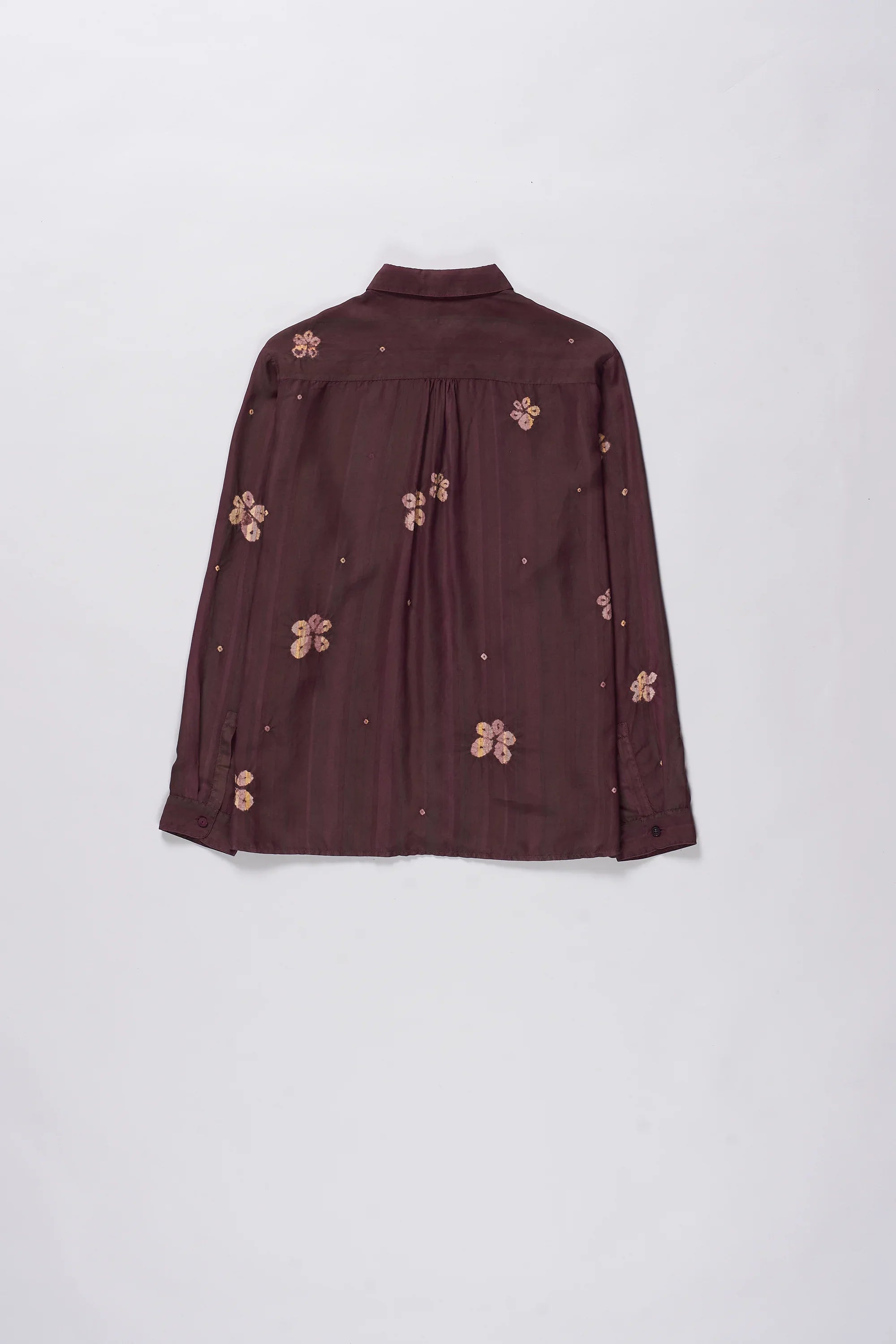 PURPLE RED SHIBORI SILK SHIRT