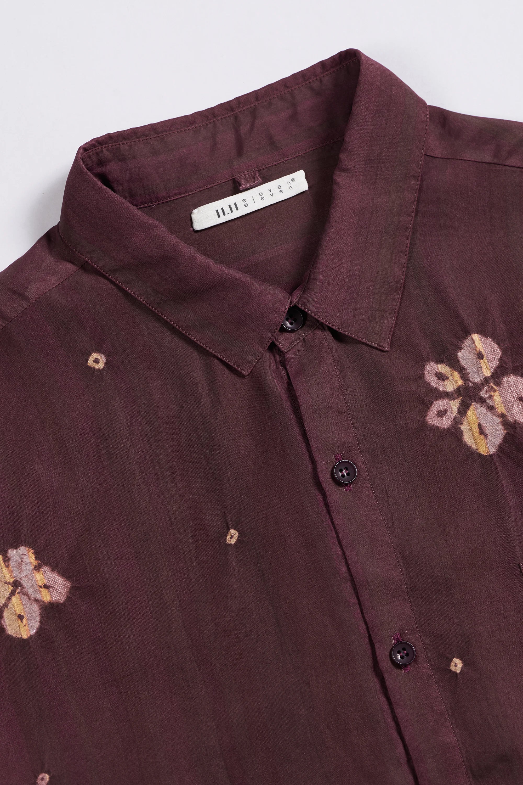 PURPLE RED SHIBORI SILK SHIRT