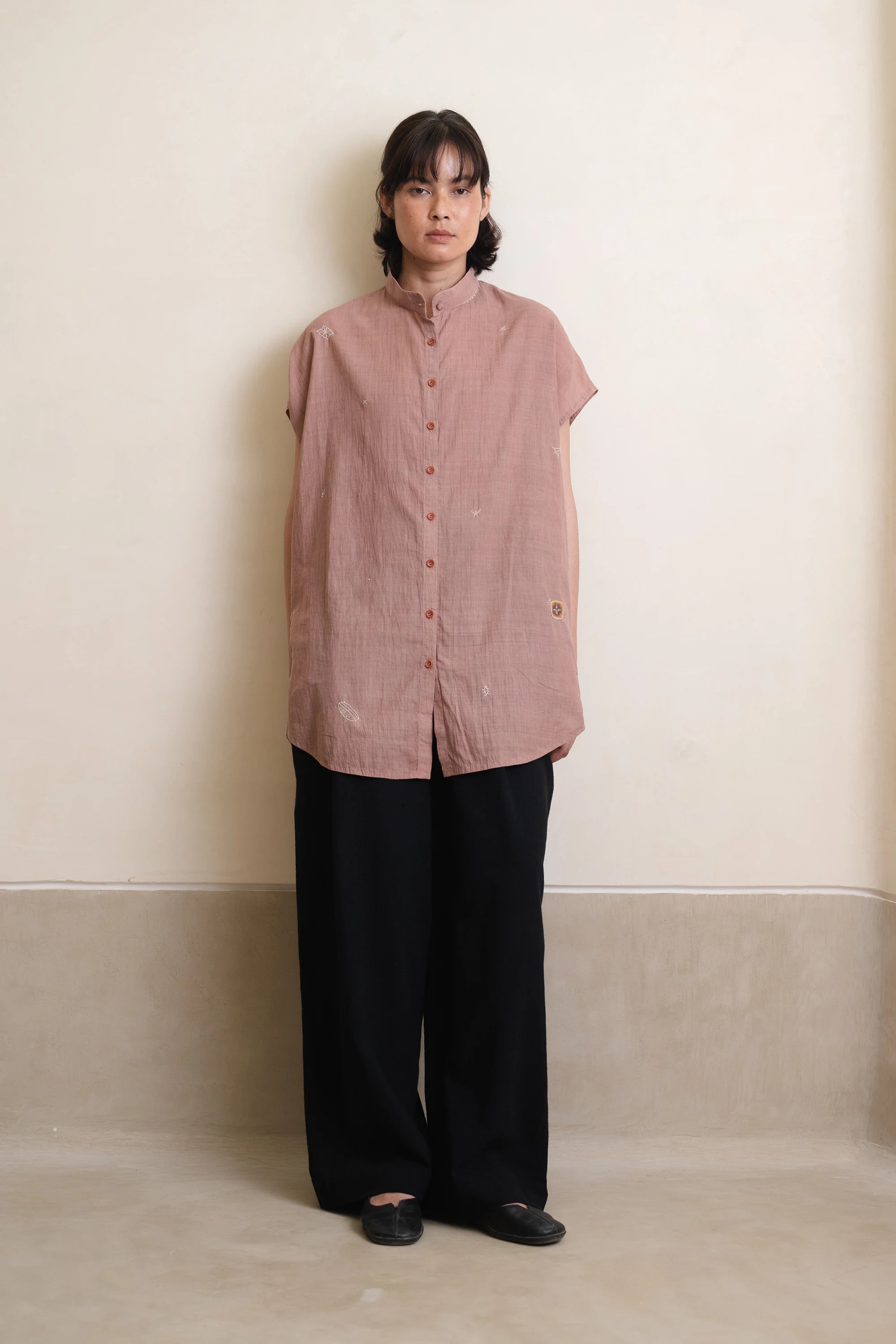 Old Rose Embroidered Shirt