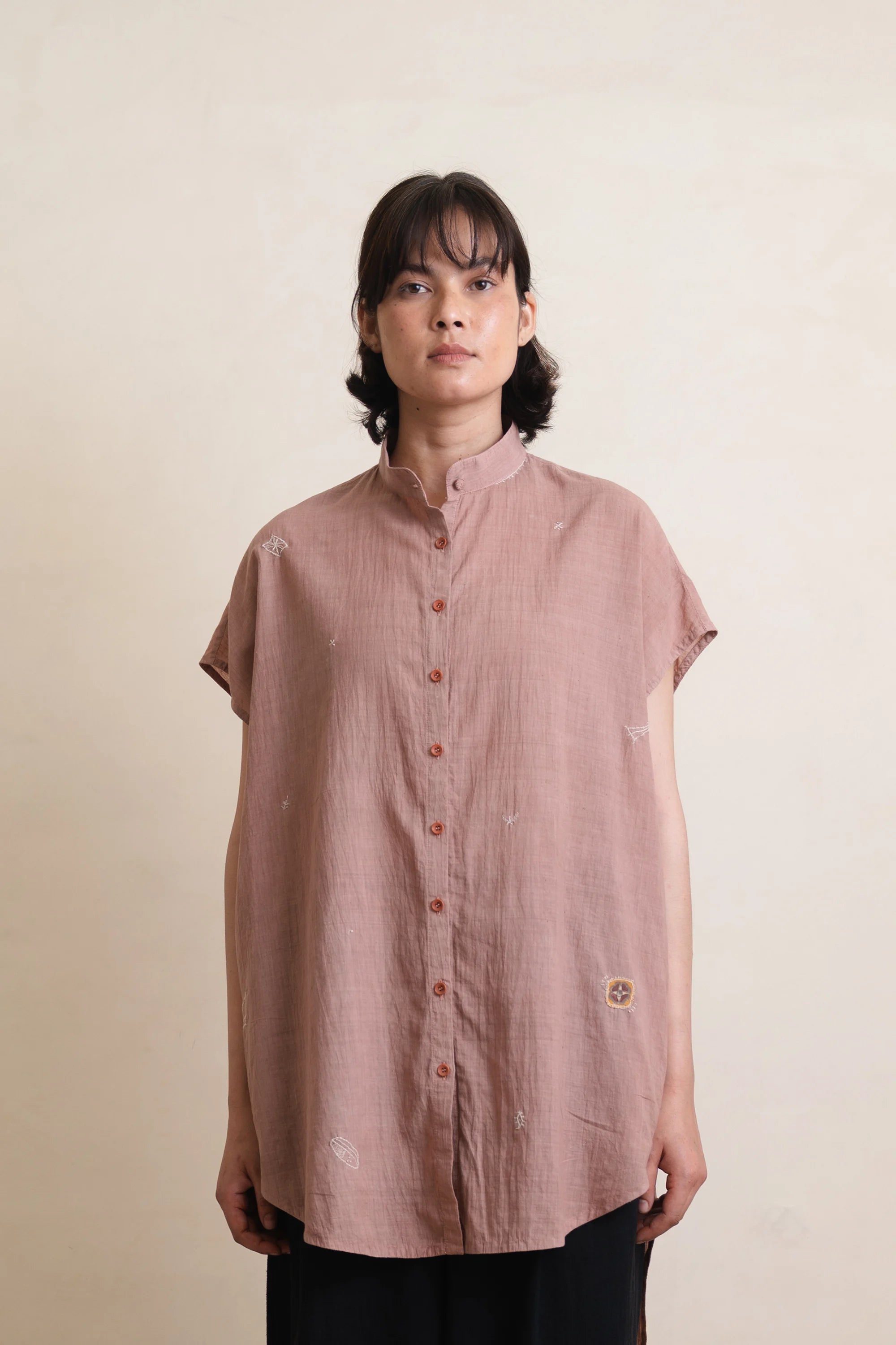 Old Rose Embroidered Shirt