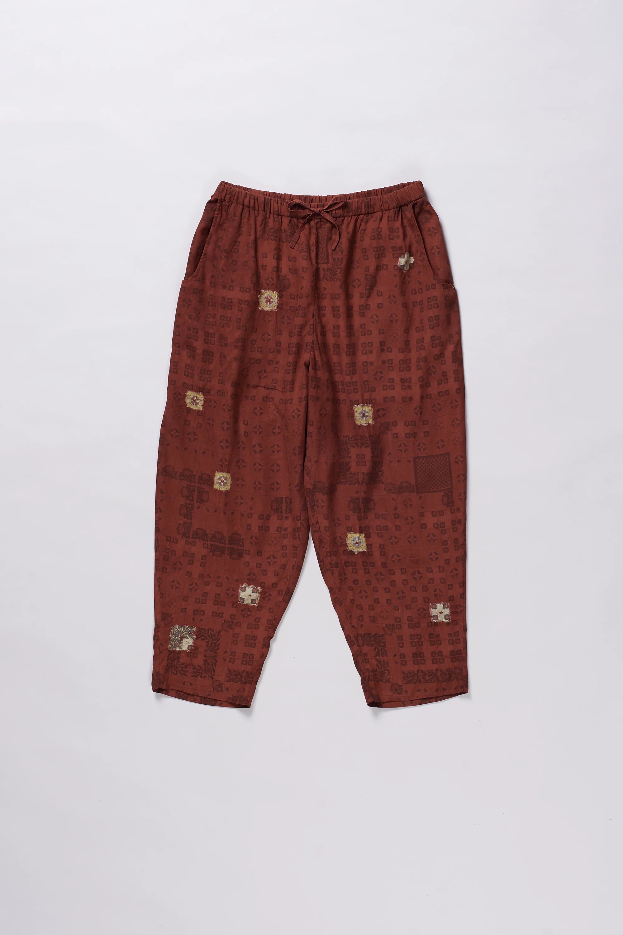 Silk Shibori Pant in Red