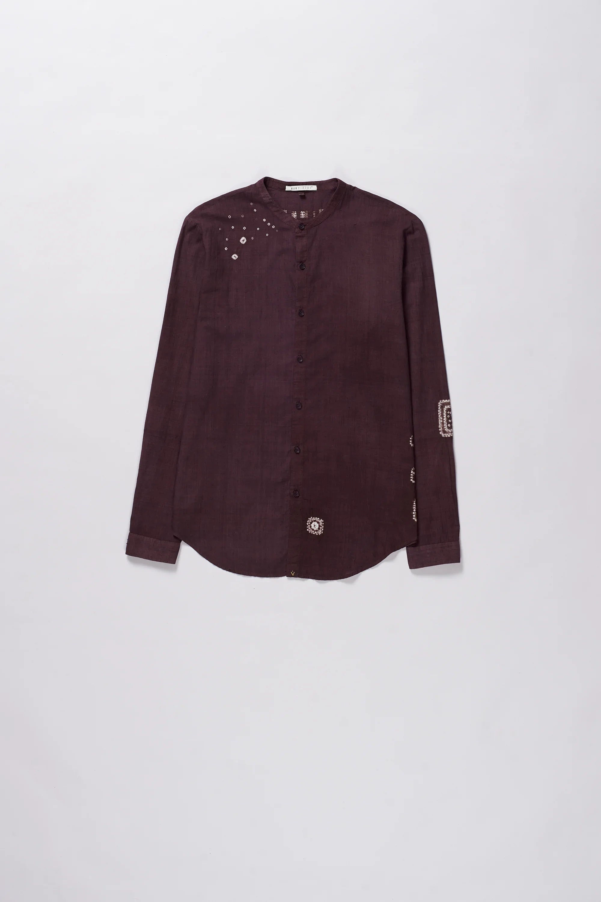 PURPLE RED BAND COLLAR BANDHANI SHIRT