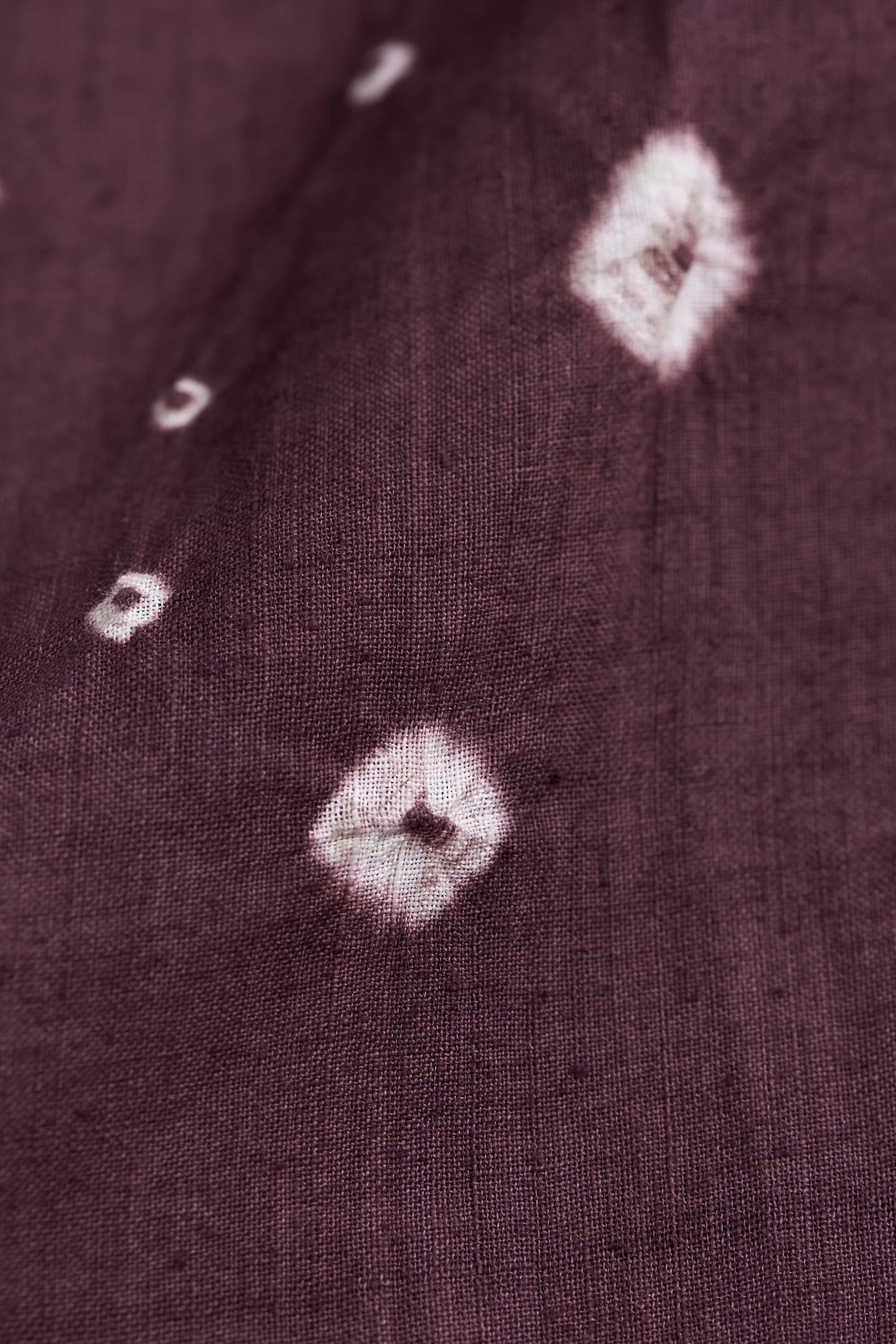 Band Collar Bandhani Shirt in Purple Red