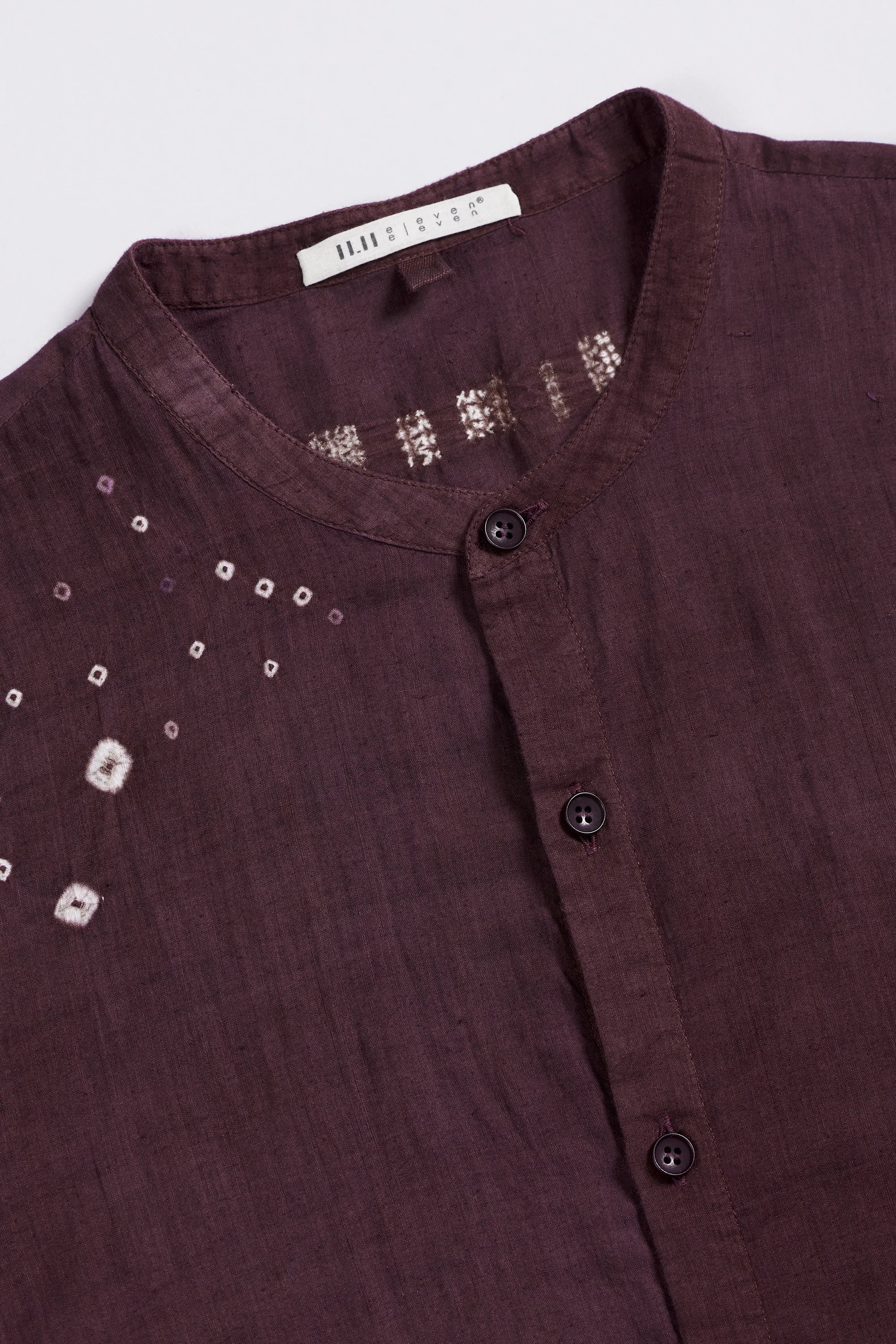 PURPLE RED BAND COLLAR BANDHANI SHIRT