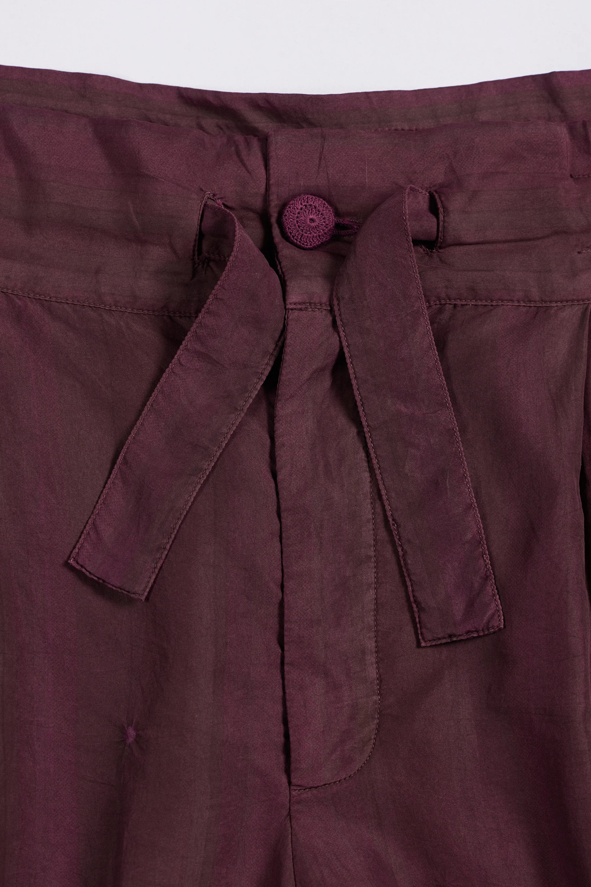 PURPLE RED SHIBORI SILK TROUSERS