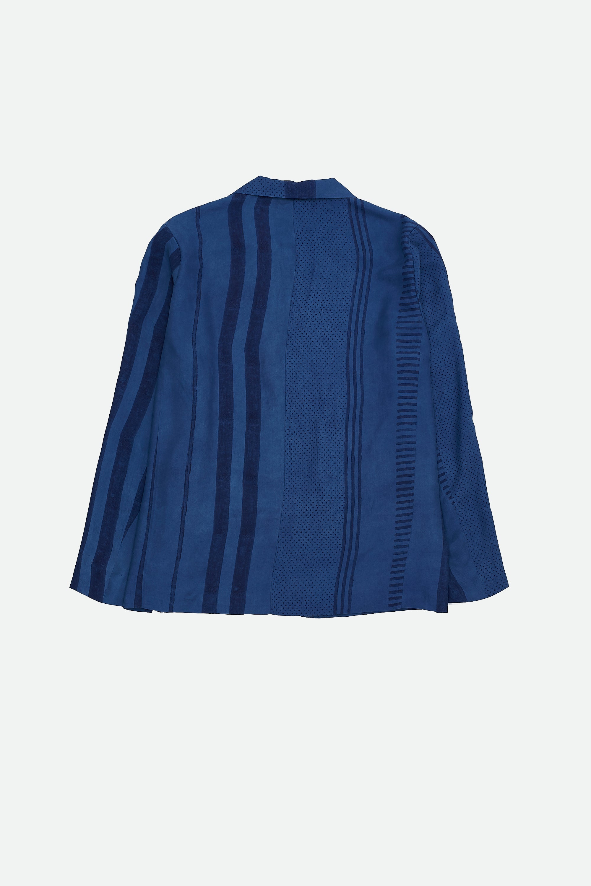 MEDIUM INDIGO BLOCK PRINTED SILK OVERSIZED JACKET