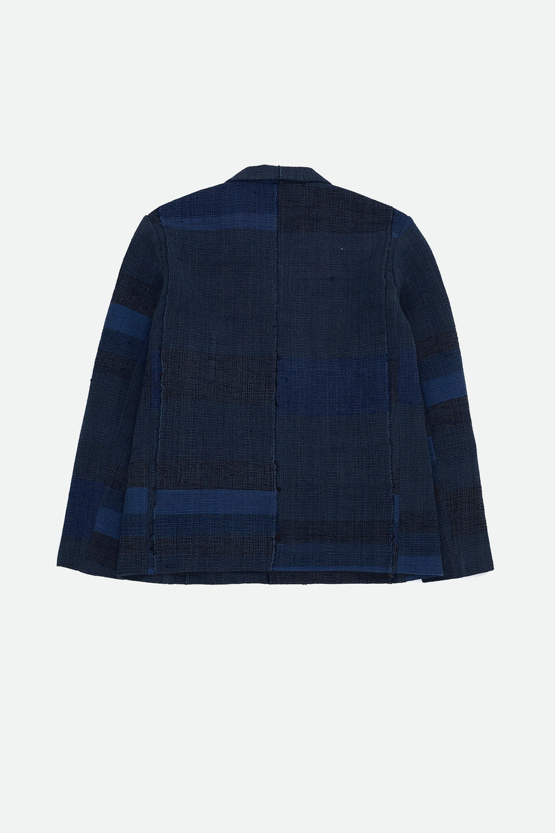 INDIGO OVERSIZED COTTON SILK & WOOL JACKET