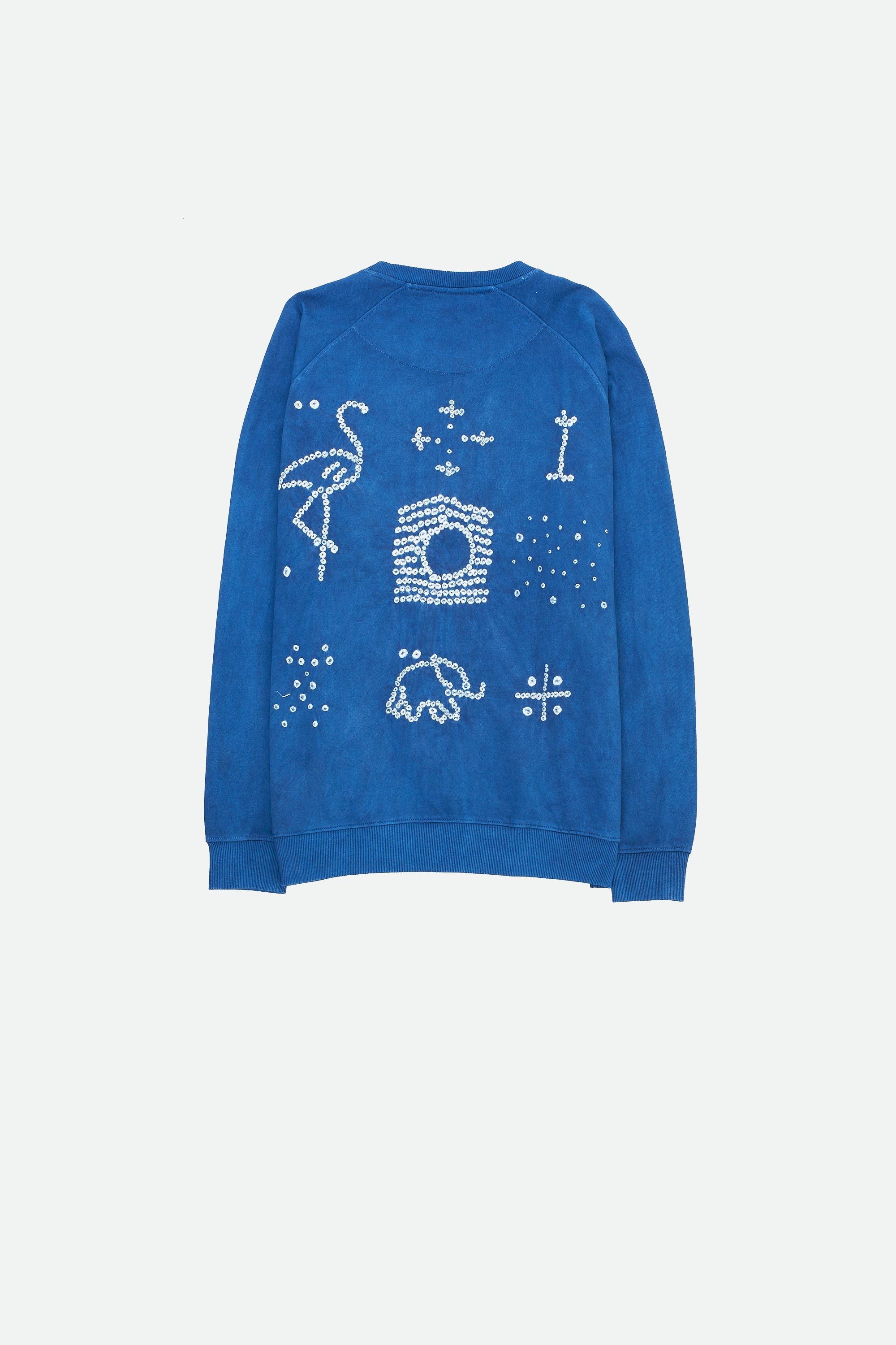 INDIGO ORGANIC COTTON SWEATSHIRT CRAFTED WITH BANDHANI