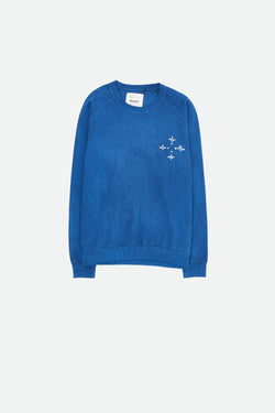 INDIGO ORGANIC COTTON SWEATSHIRT CRAFTED WITH BANDHANI