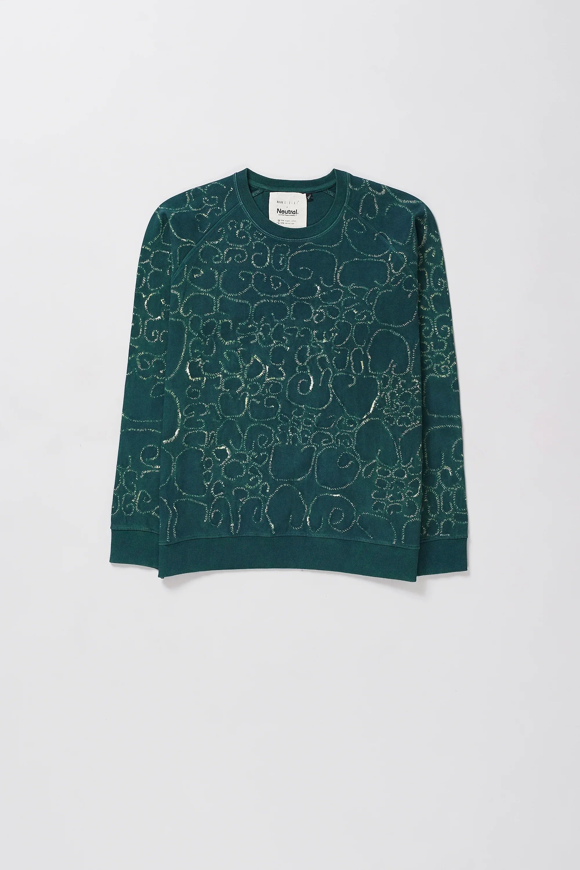 BOTTLE GREEN SWEATSHIRT WITH BANDHANI AND SHIBORI