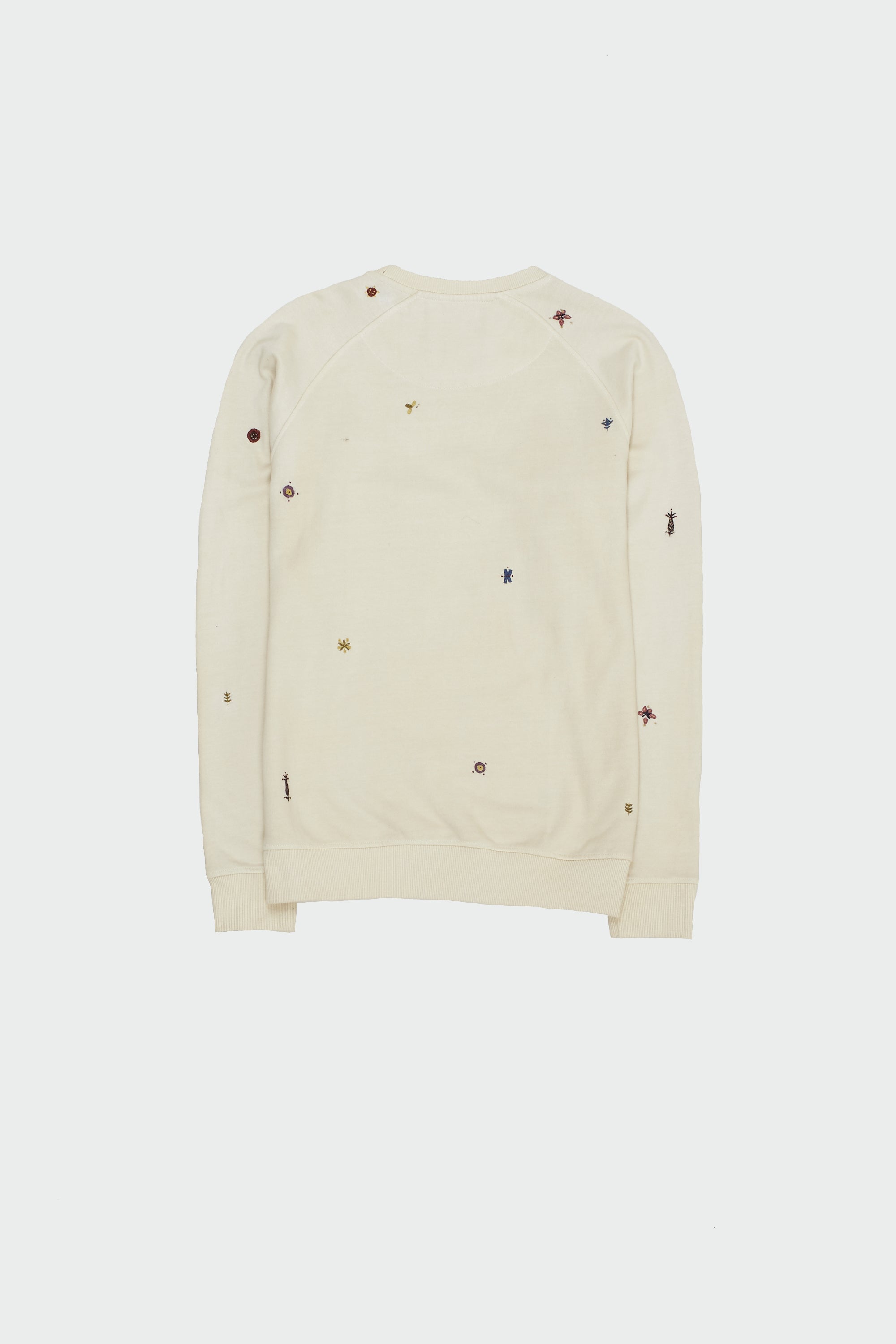 ECRU HAND EMBROIDERED ORGANIC COTTON SWEATSHIRT
