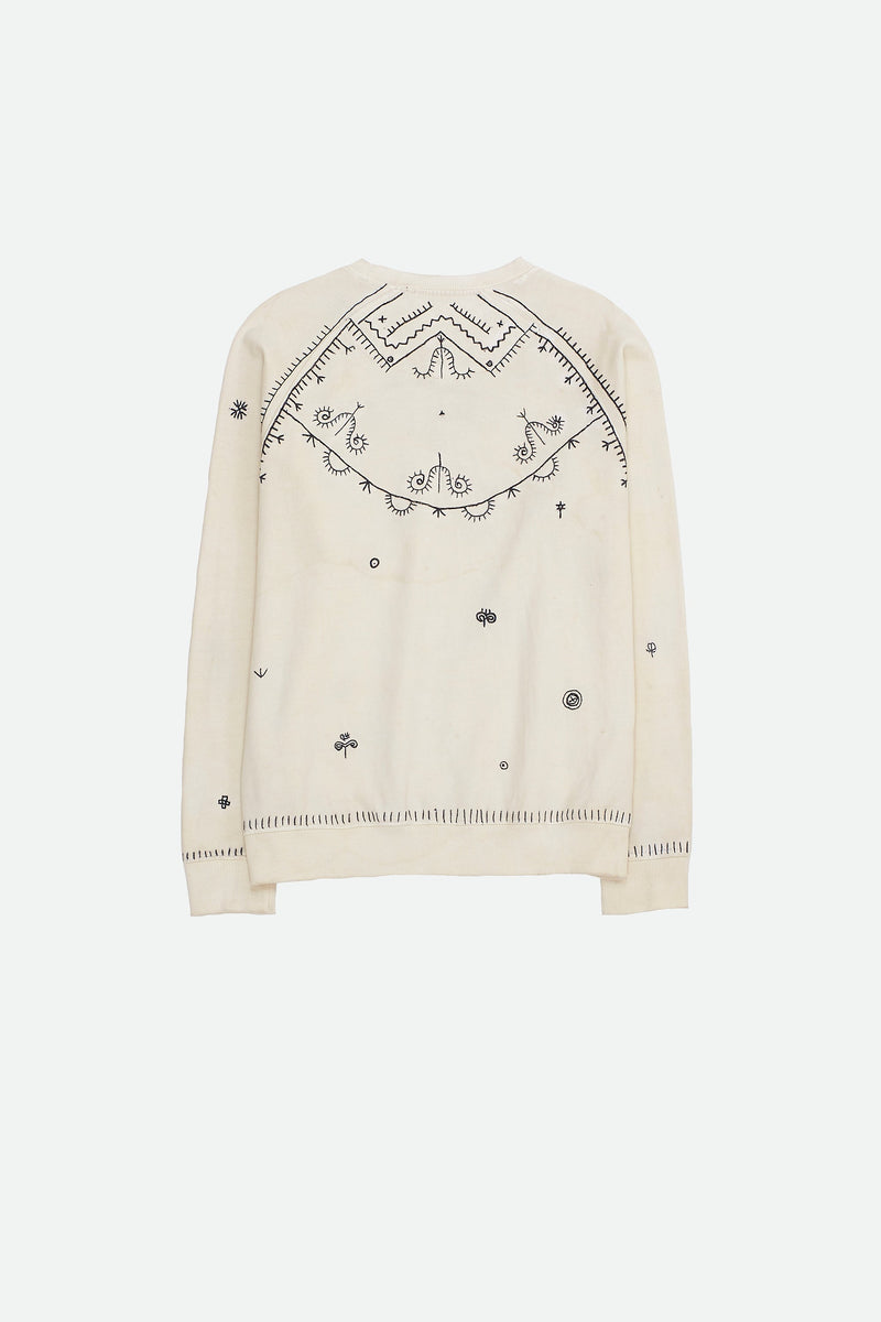 ECRU COTTON SWEATSHIRT WITH EMBROIDERY