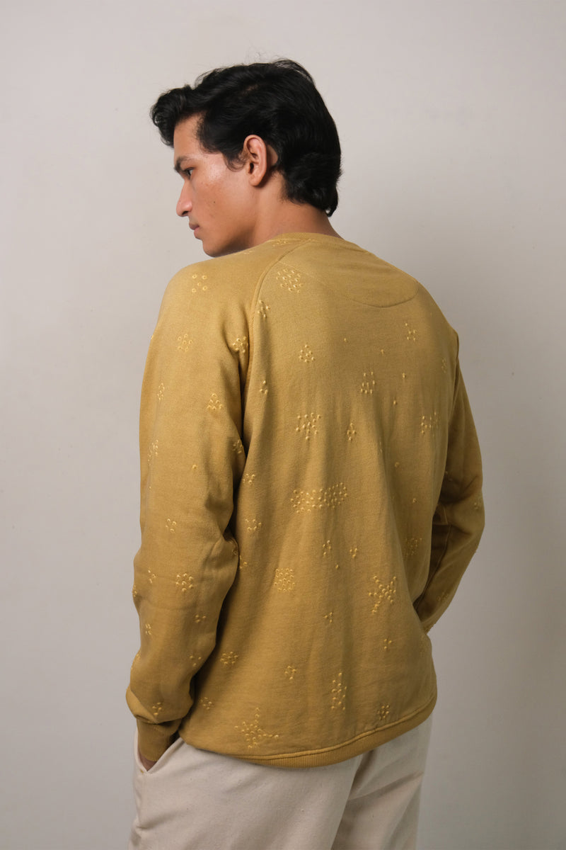 FLAXEN YELLOW BANDHANI COTTON SWEATSHIRT