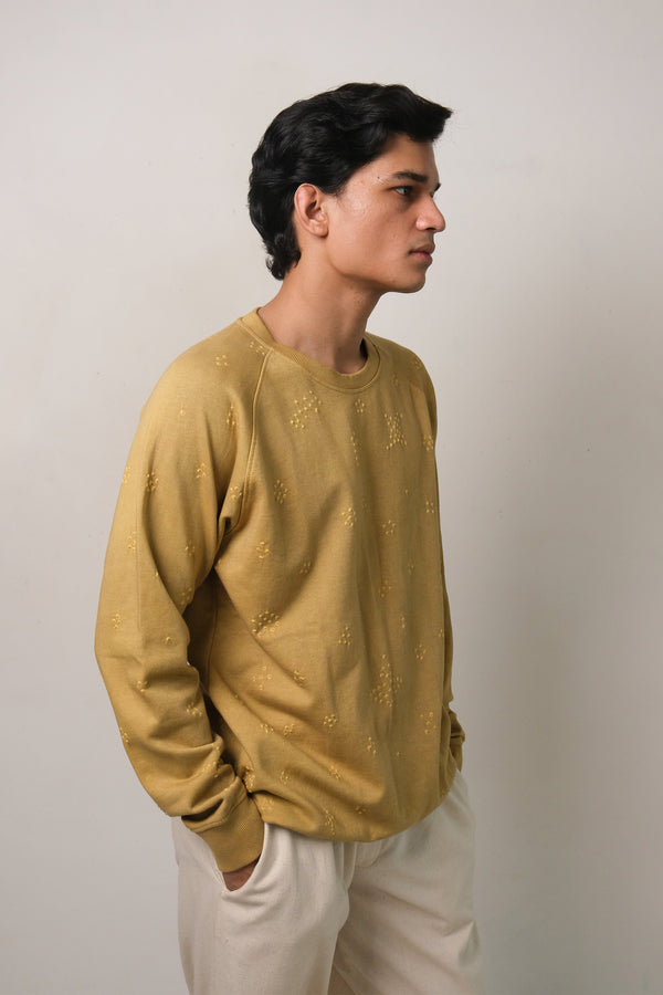 FLAXEN YELLOW BANDHANI COTTON SWEATSHIRT