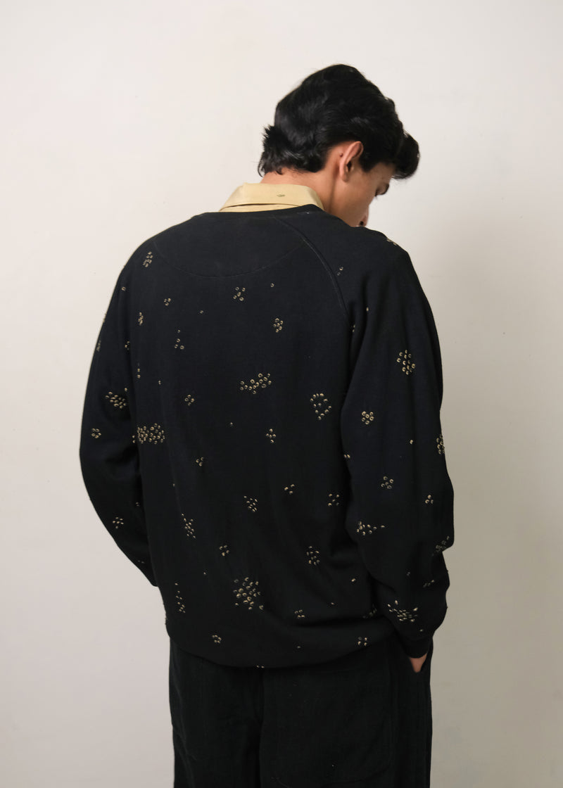 BLACK BANDHANI COTTON SWEATSHIRT