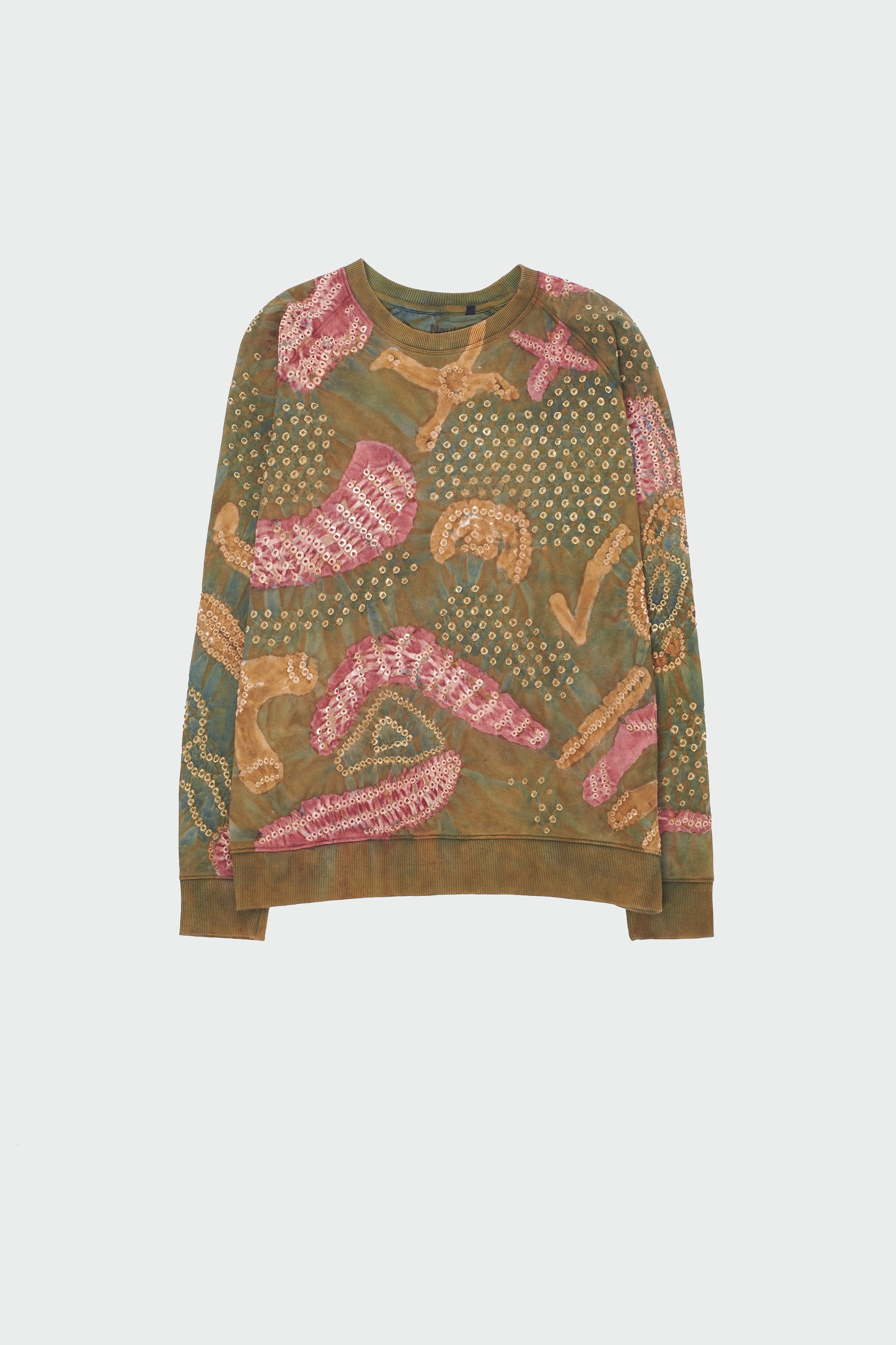 MULTICOLOUR HANDPAINTED SWEATSHIRT CRAFTED WITH BANDHANI