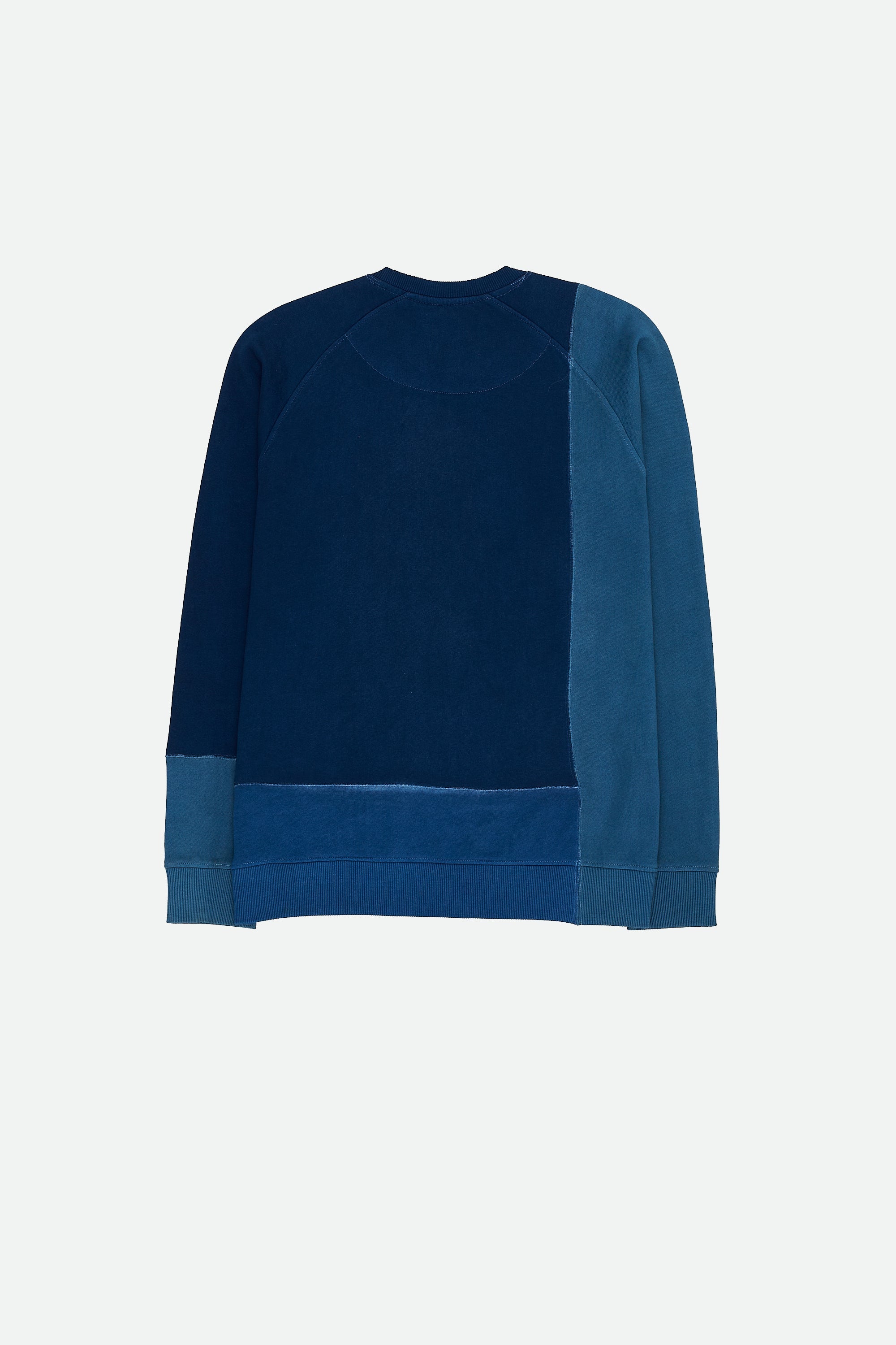 SHADES OF INDIGO PATCHWORK COTTON SWEATSHIRT