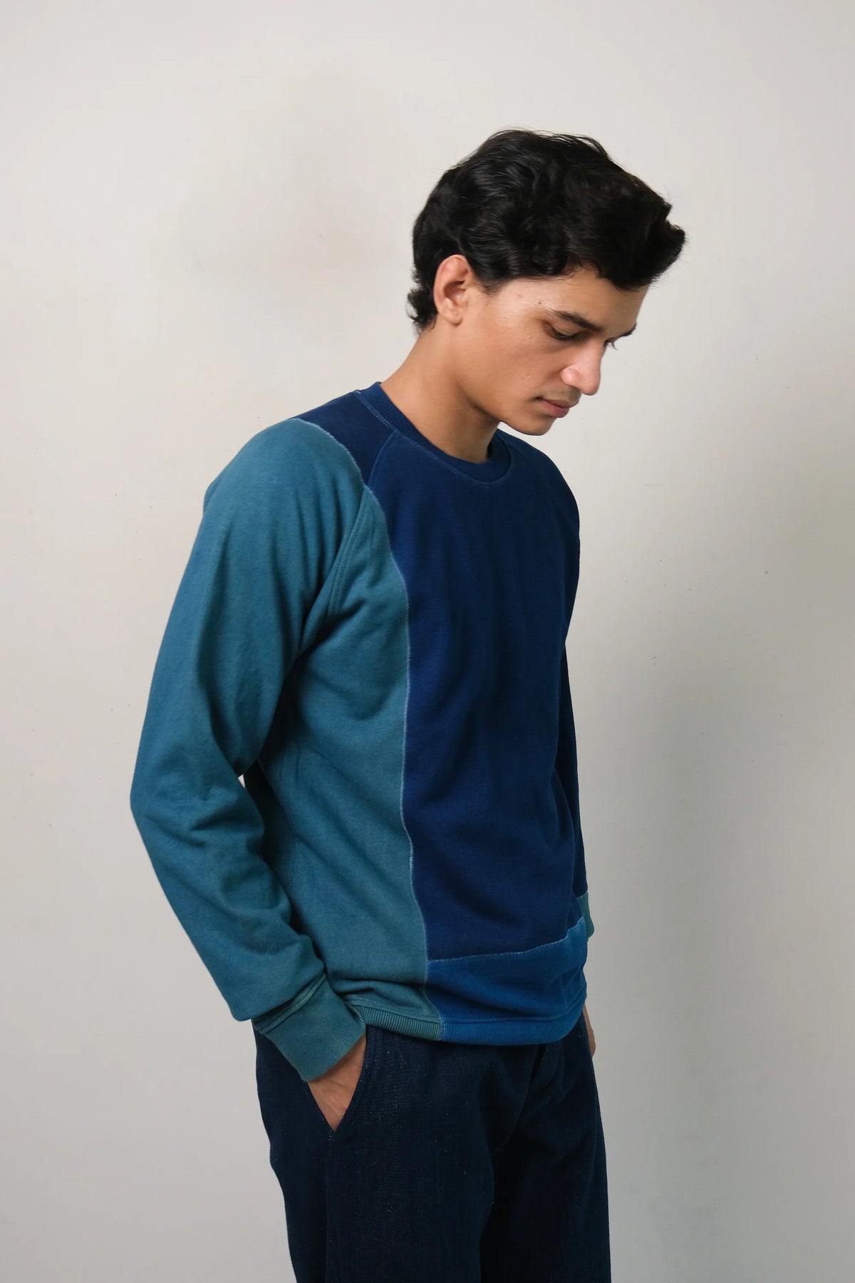 Shades of Indigo Patchwork Sweatshirt