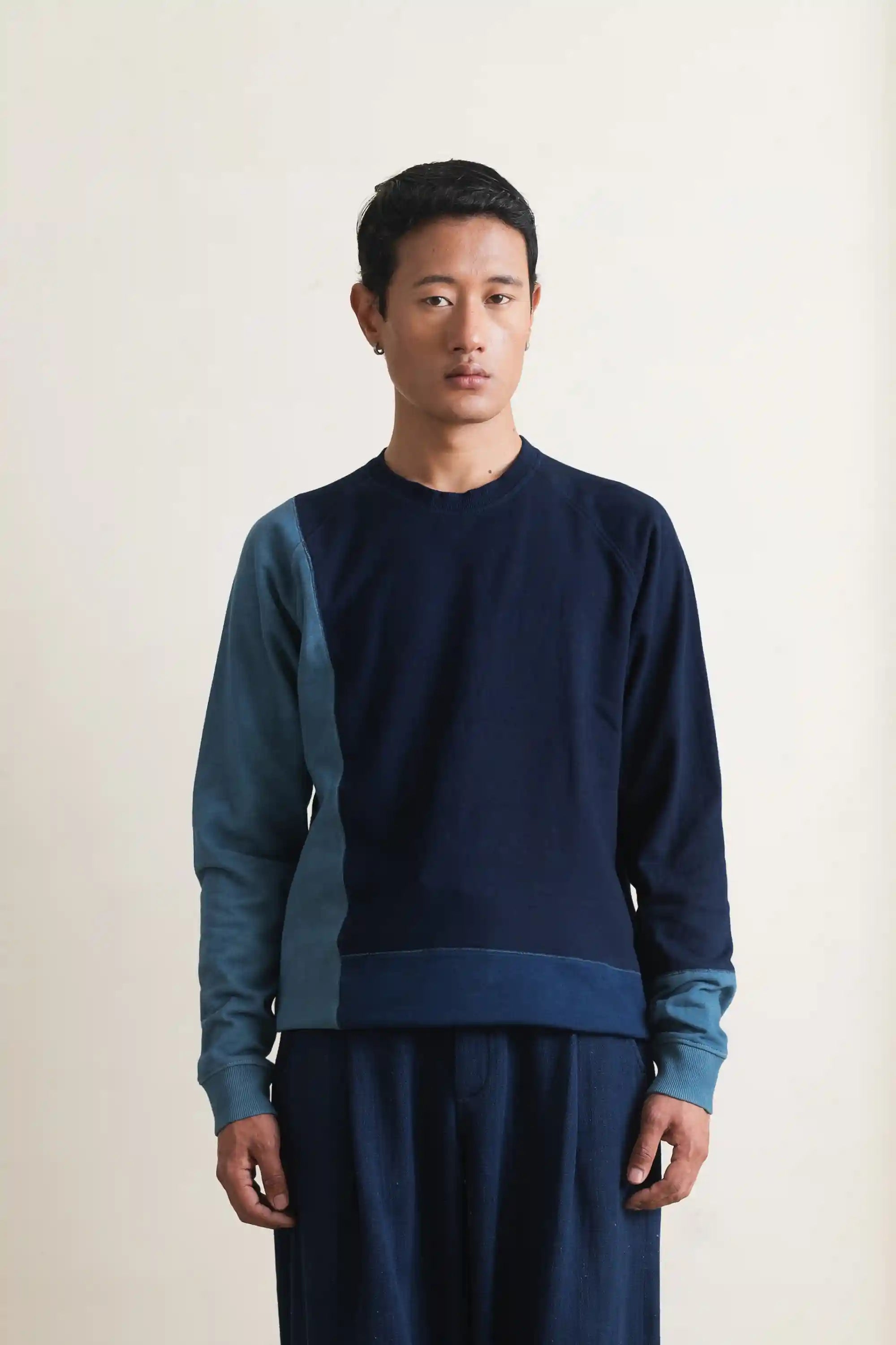 Shades of Indigo Patchwork Sweatshirt