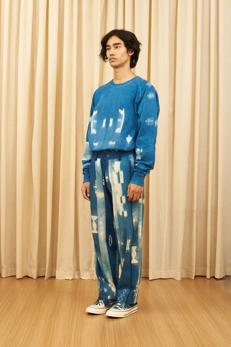 INDIGO SHIBORI ORGANIC COTTON SWEATSHIRT