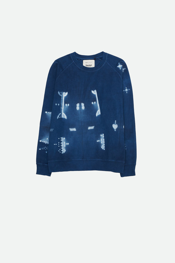 INDIGO SHIBORI ORGANIC COTTON SWEATSHIRT