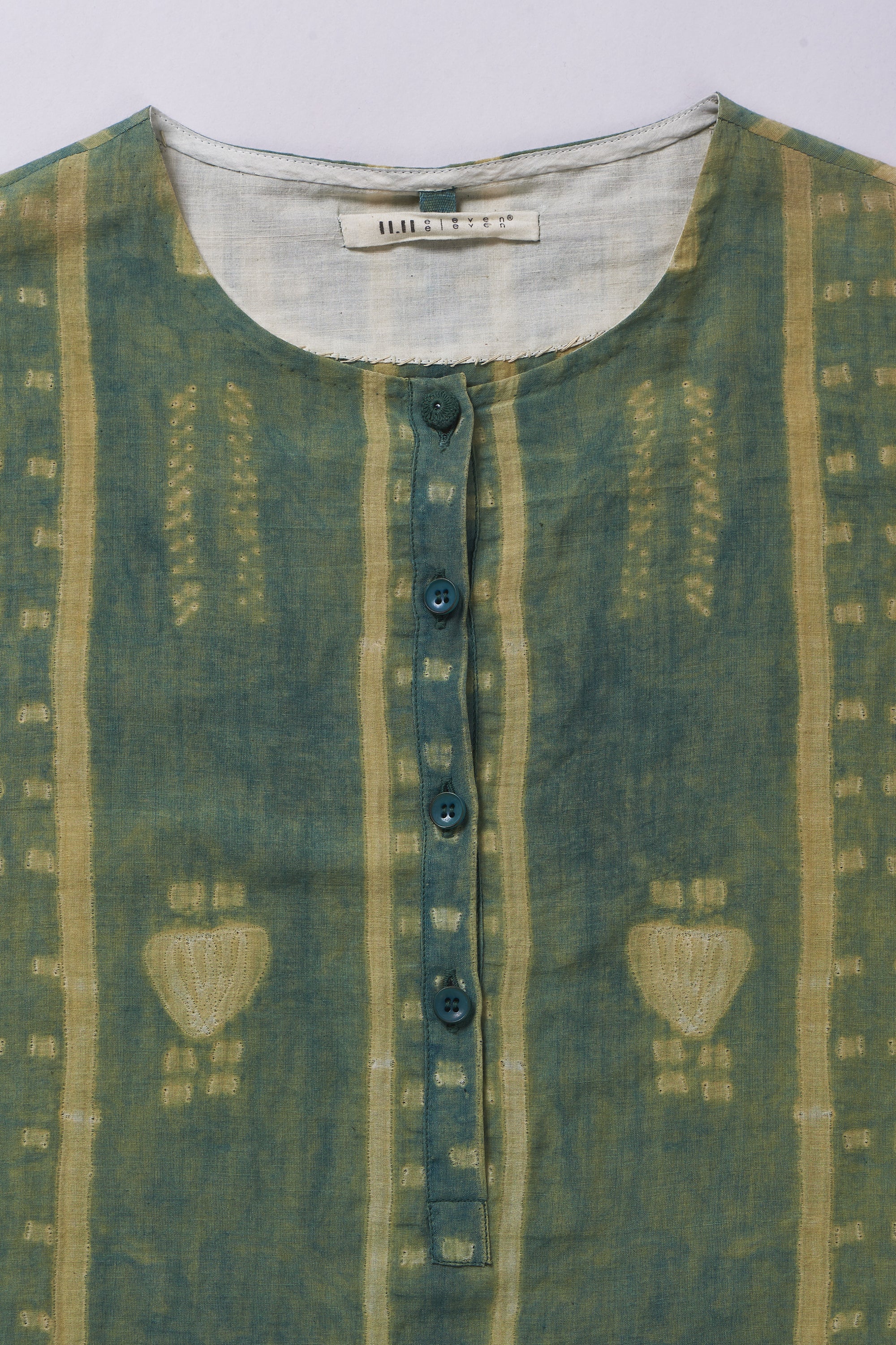 BOTTLE GREEN SHIBORI BLOCK PRINT WOMEN DRESS