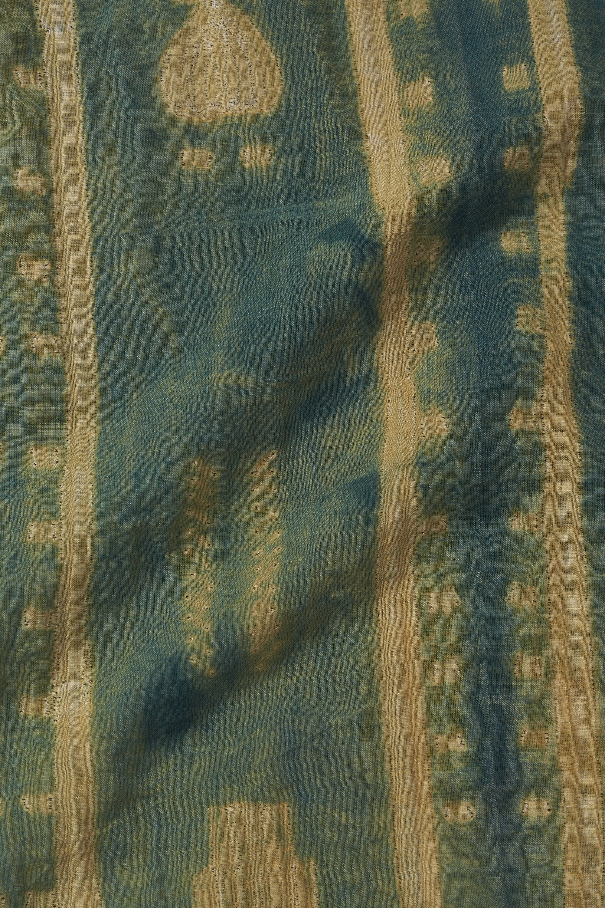 BOTTLE GREEN SHIBORI BLOCK PRINT WOMEN DRESS
