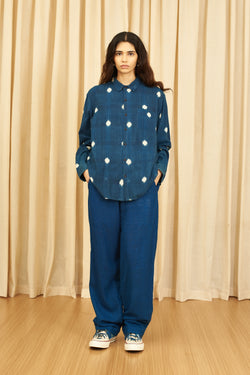 INDIGO IKAT UNISEX RELAXED FIT SHIRT