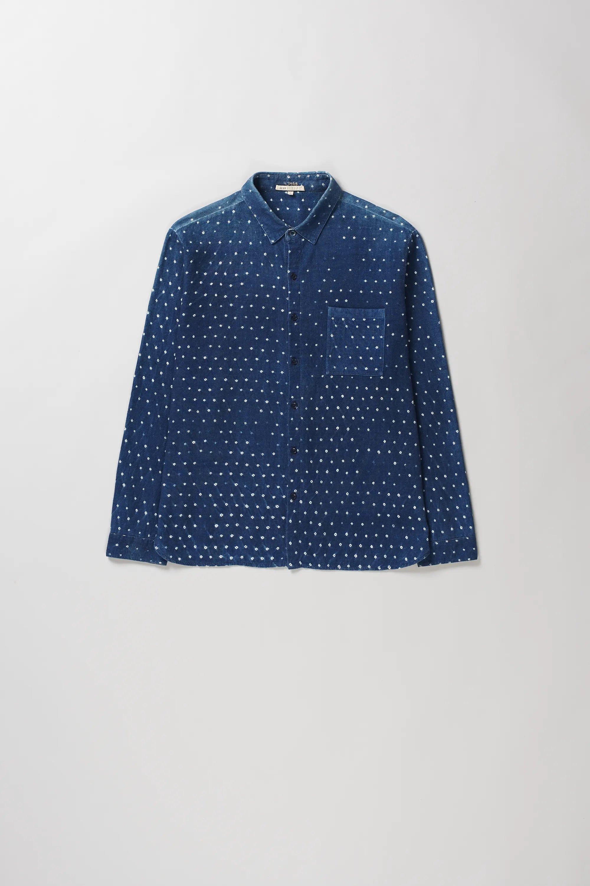 Medium Indigo Cotton Bandhani Shirt