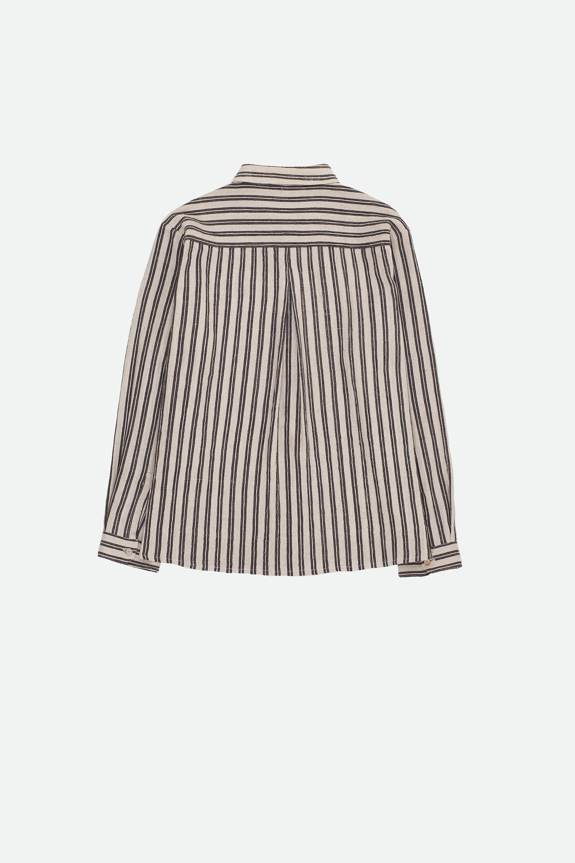 CHARCOAL BASIC STRIPE COTTON SHIRT