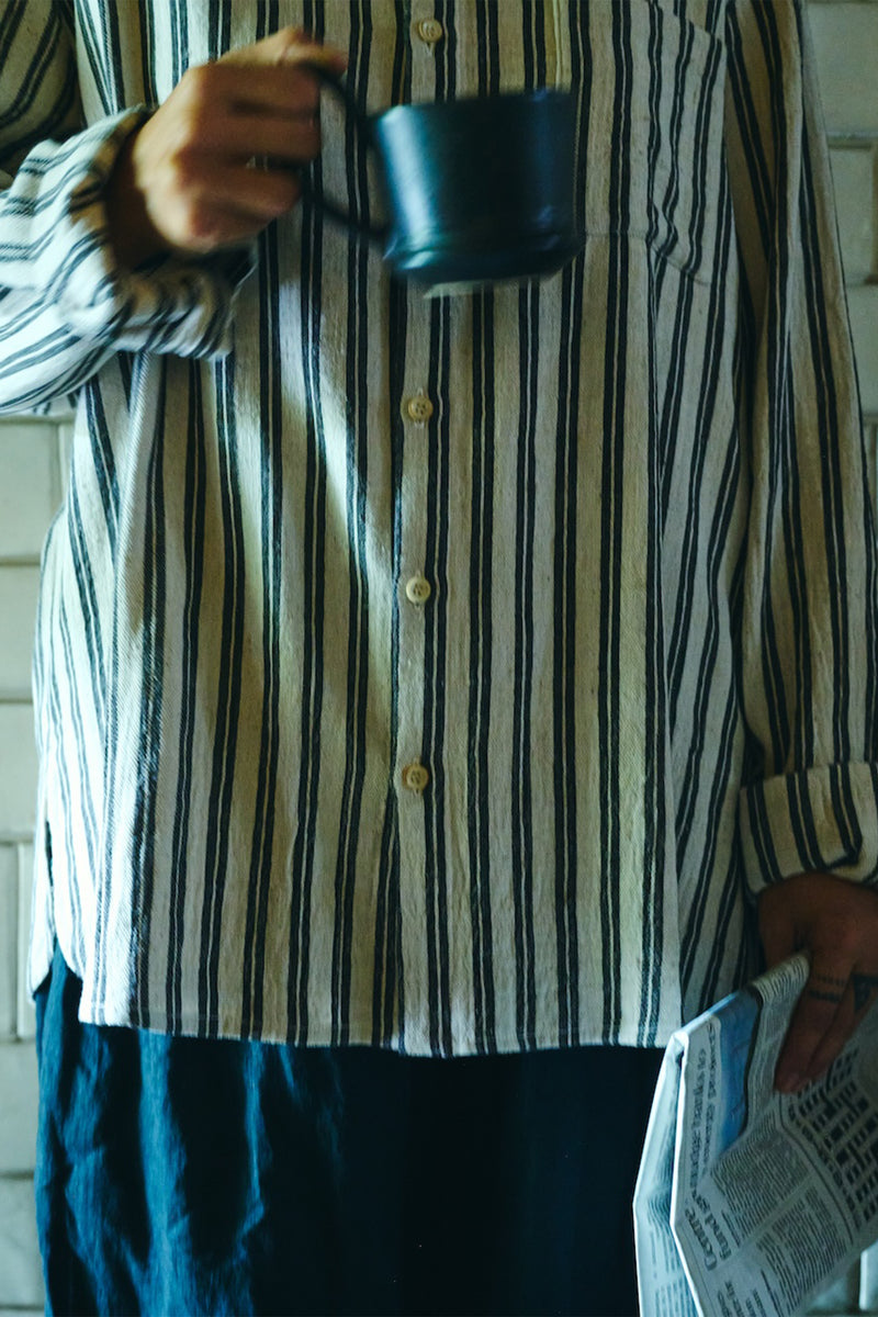 INDIGO STRIPE COTTON SHIRT