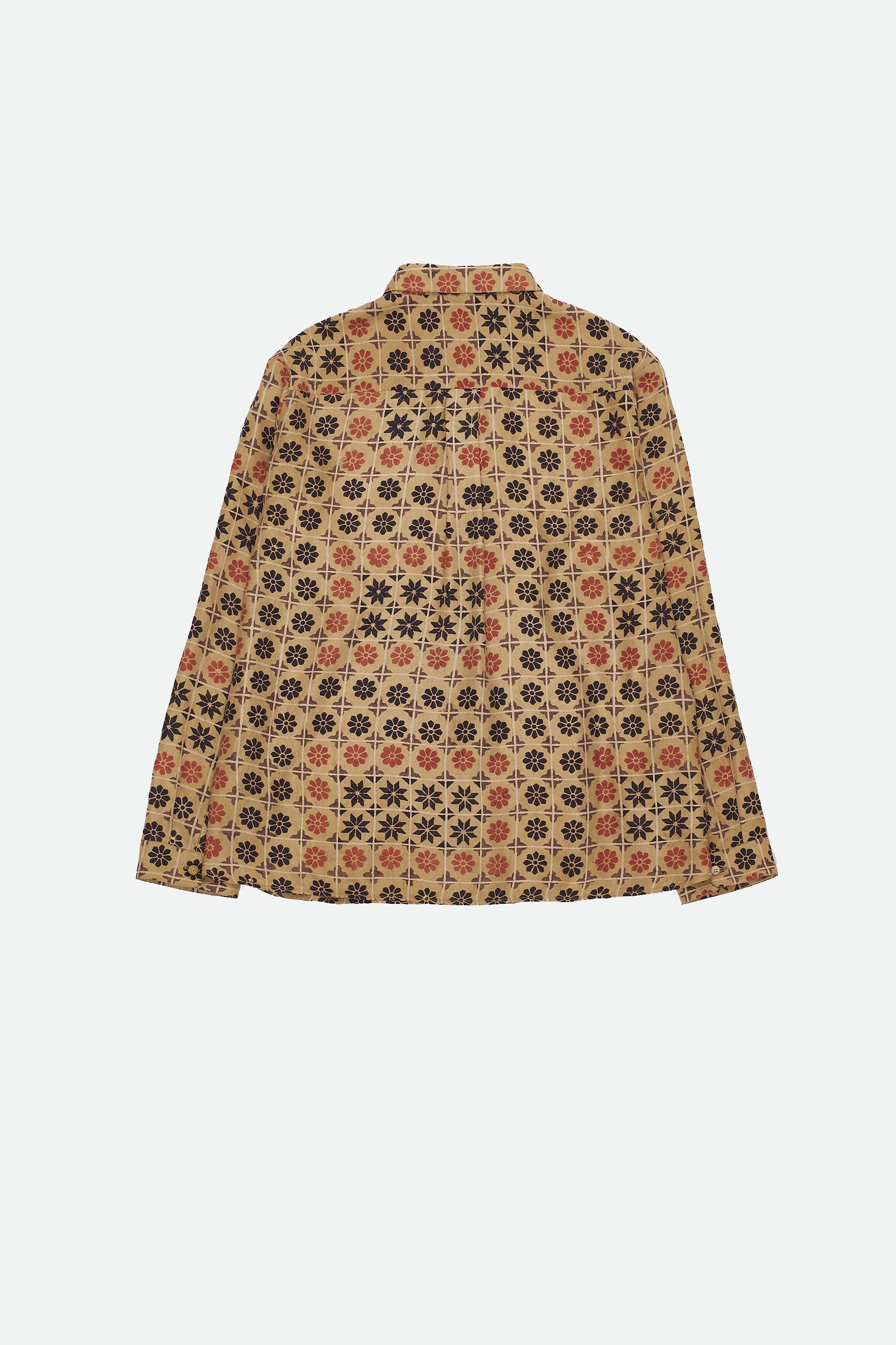 MULTI-COLOUR ATTHANGUDI TILE INSPIRED BLOCK PRINT FINE SILK SHIRT