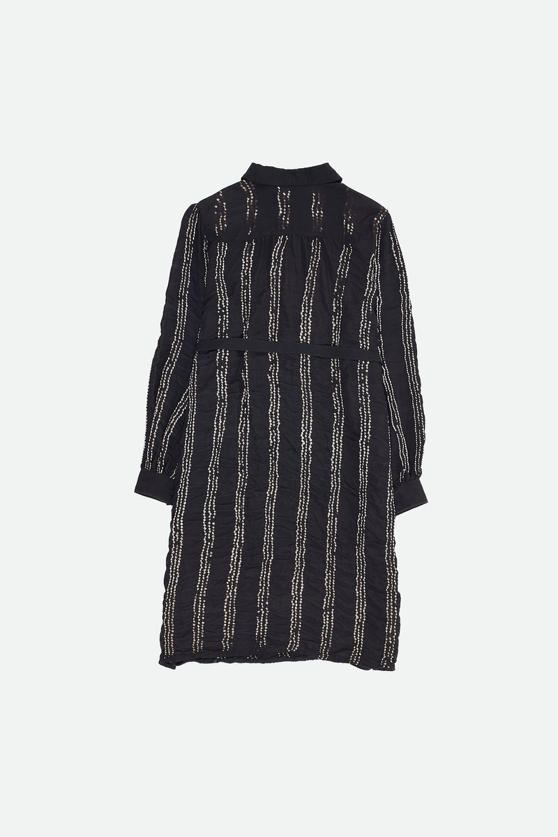 BLACK SILK WOMEN'S DRESS IN BANDHANI STRIPES