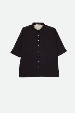 BLACK CAPE SLEEVE ORGANIC COTTON SHIRT