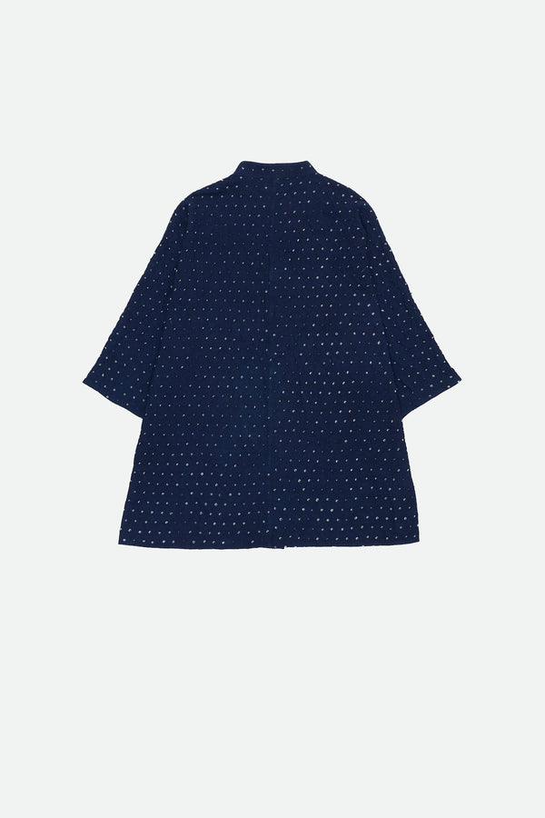 INDIGO RELAXED FIT ALL OVER BANDHANI SHIRT